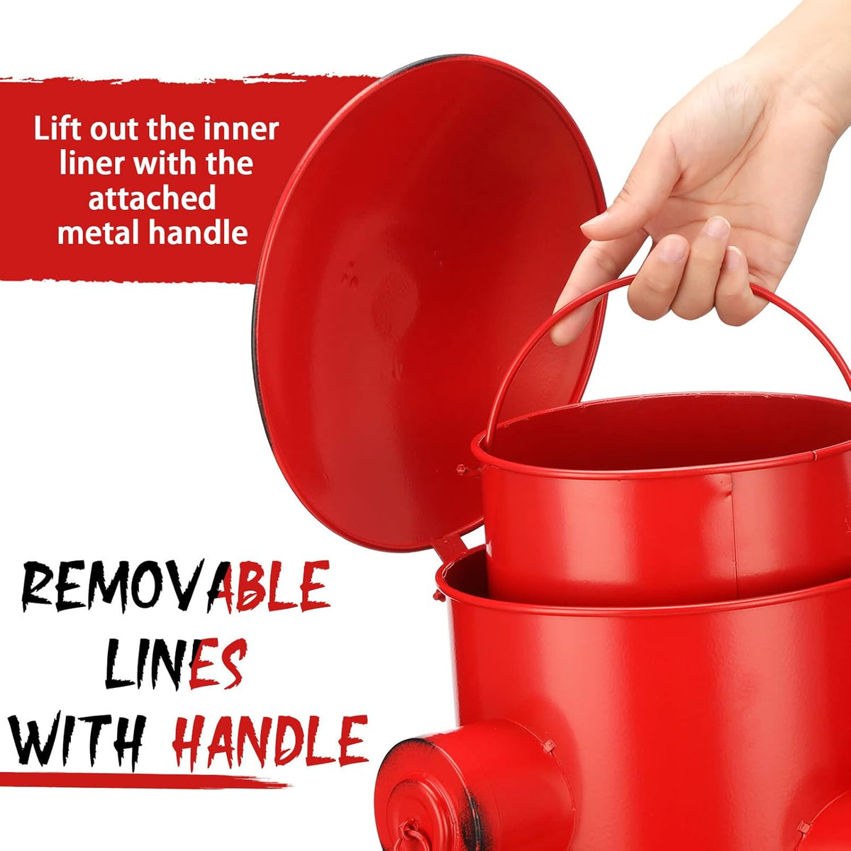 Hoolerry Fire Hydrant Trash Can Retro Creative Garbage Can with Inner Bucket Large Capacity Wrought