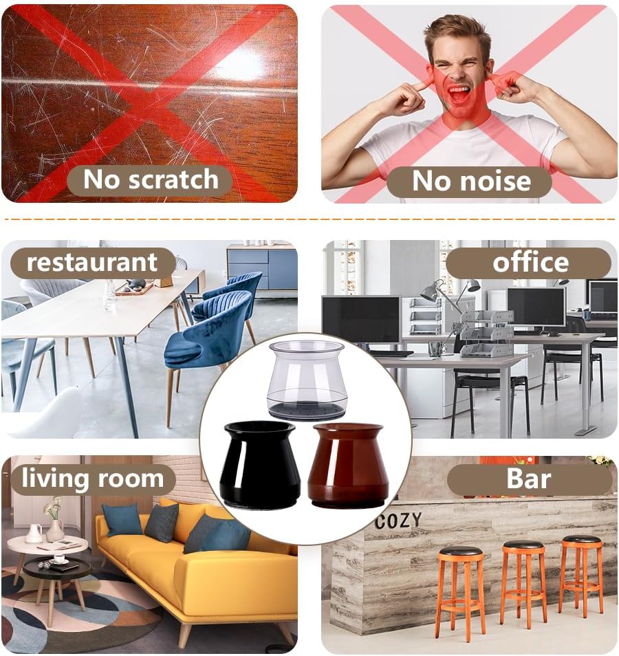 BUMACO Chair Leg Floor Protectors Chair Leg Protectors for Hardwood Floors Silicone Pads Covers to