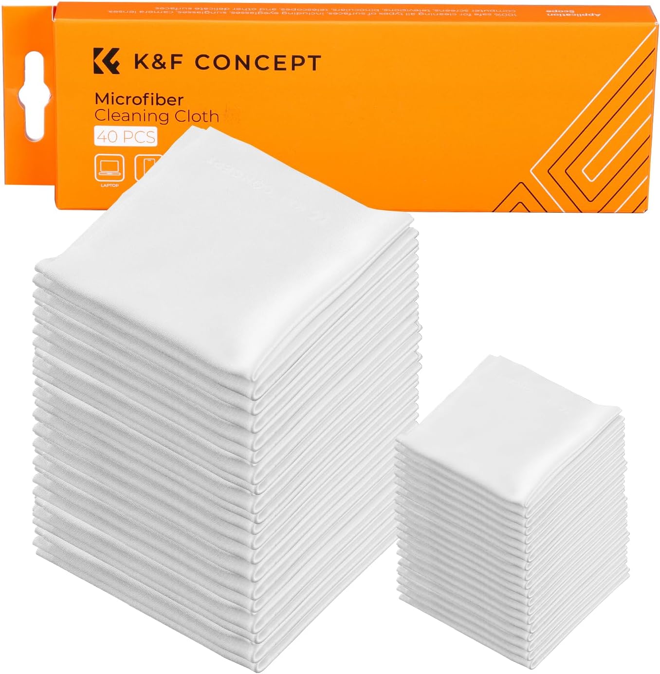 K&F CONCEPT 40 Pack Microfiber Cleaning Cloths for Electronics, 6x6in Premium Glasses Cleaning