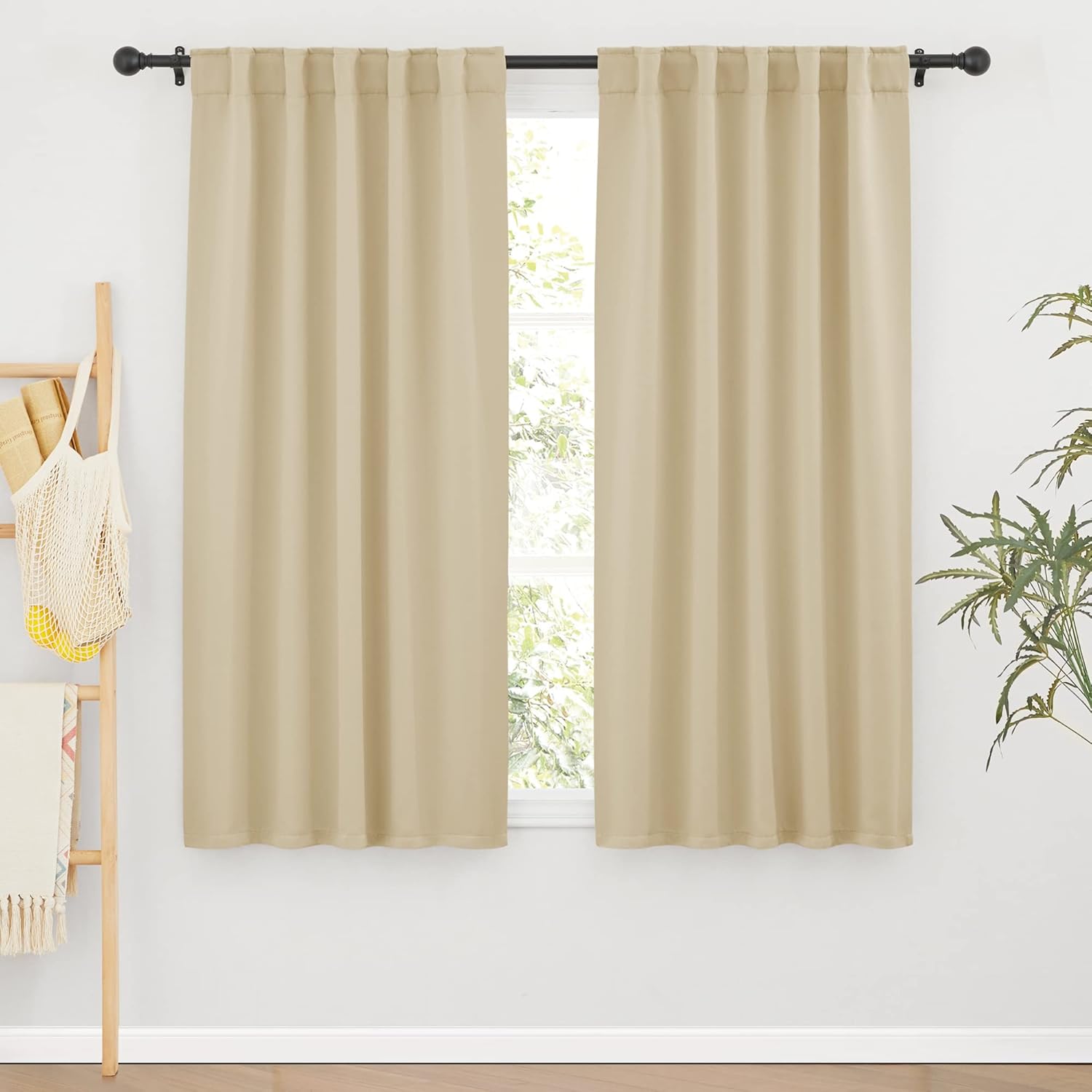 RYB HOME Short Blackout Curtains 63 inches, Solid Heavy Duty Small Window Treatment Room Darkening