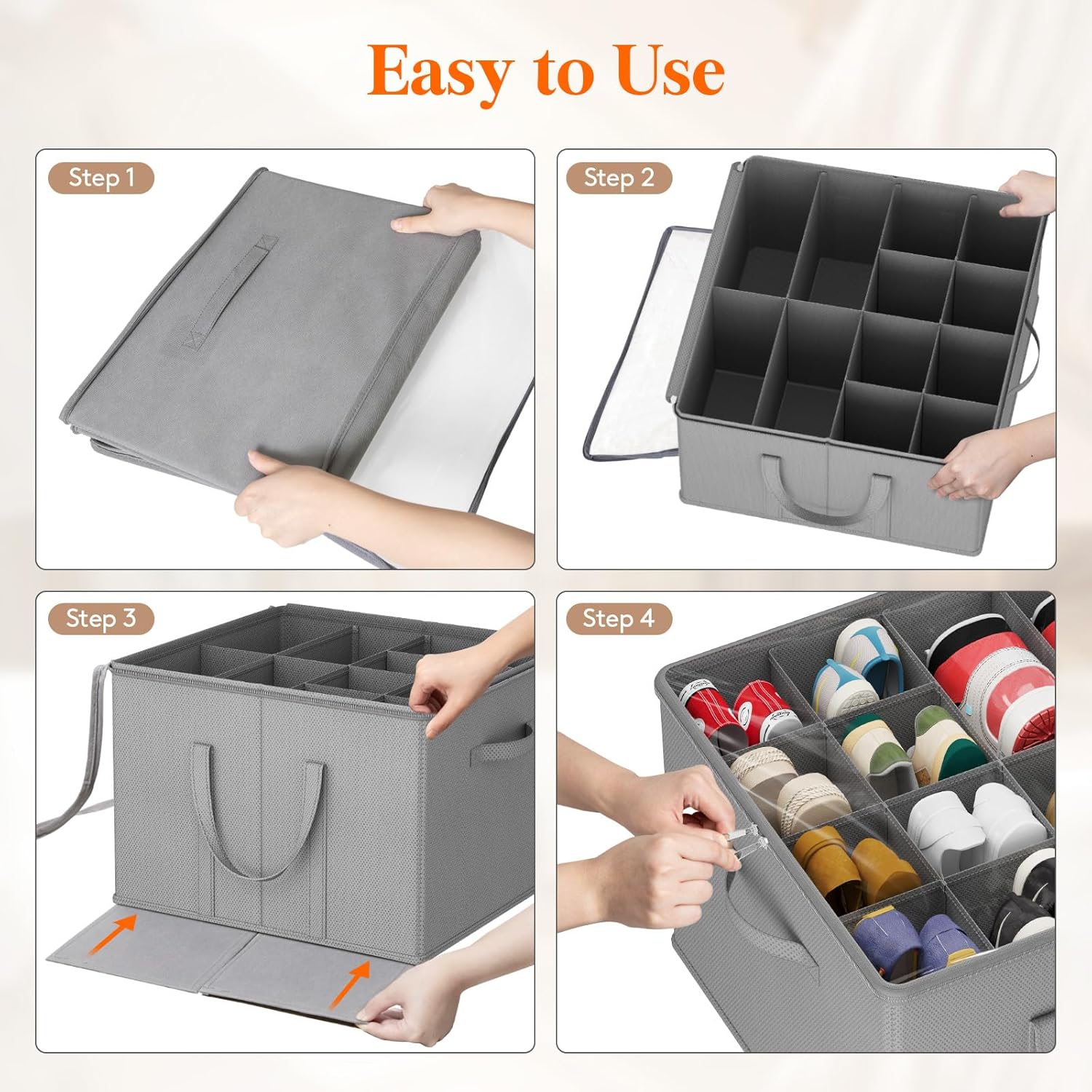 Lifewit Shoe Storage Organizer for Closet Fits 12-16 Pairs, Fabric Large Shoe Box Storage