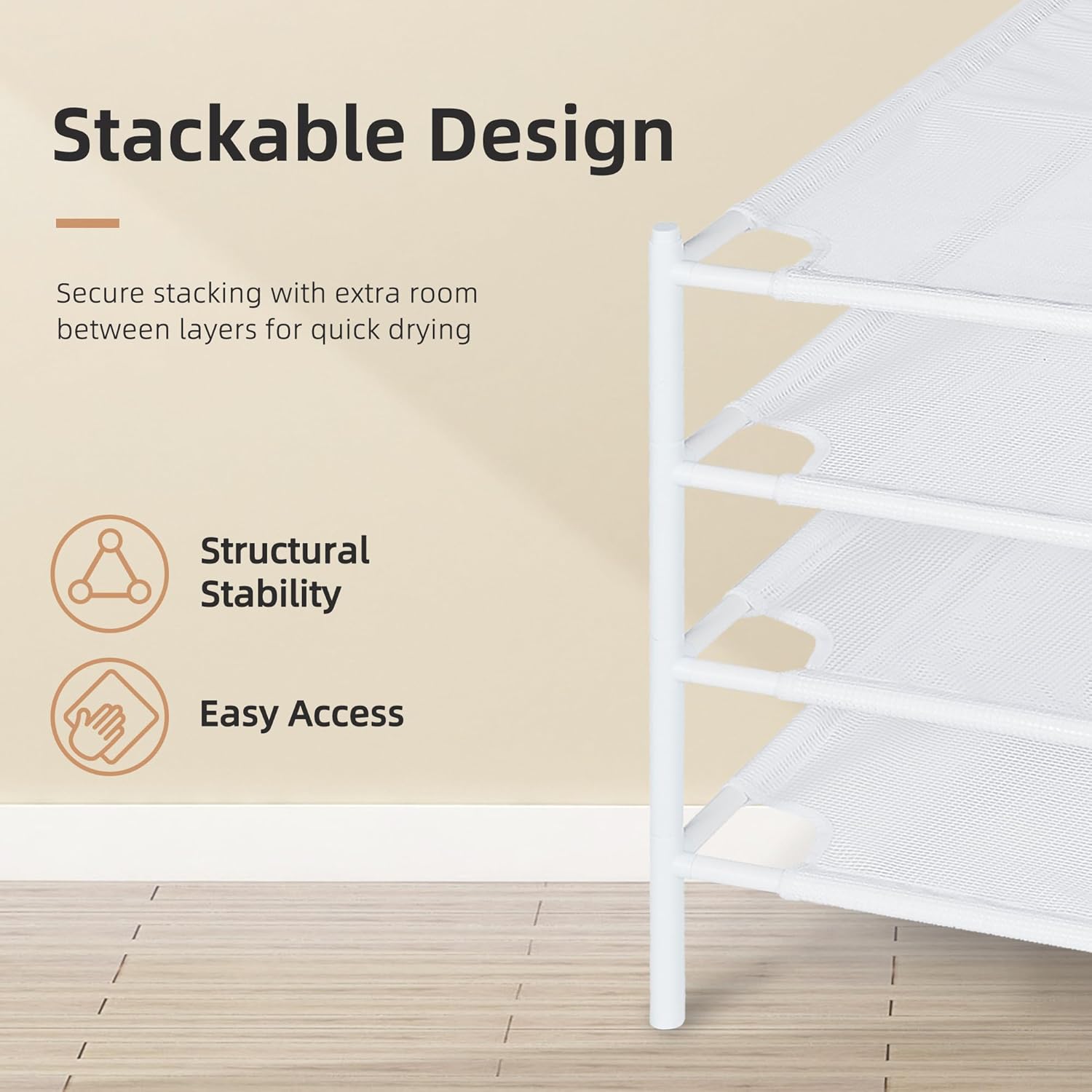 STORAGE MANIAC Sweater Drying Rack, Mesh Clothes Drying Rack, Stackable Laundry Drying Rack, Lay