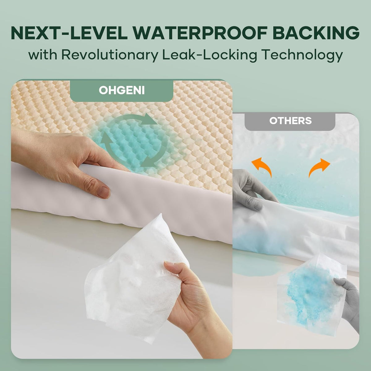 OhGeni 100% Waterproof Mattress Protector, Queen Size Mattress Pad, Fits 6"-20" Mattresses with