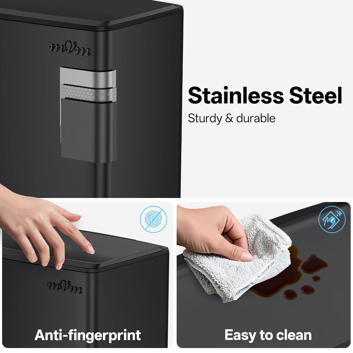 mVm 10.6 Gallon Heavy Duty Step Trash Can with Lid, Foldable Foot Pedal Bin for Kitchen Office