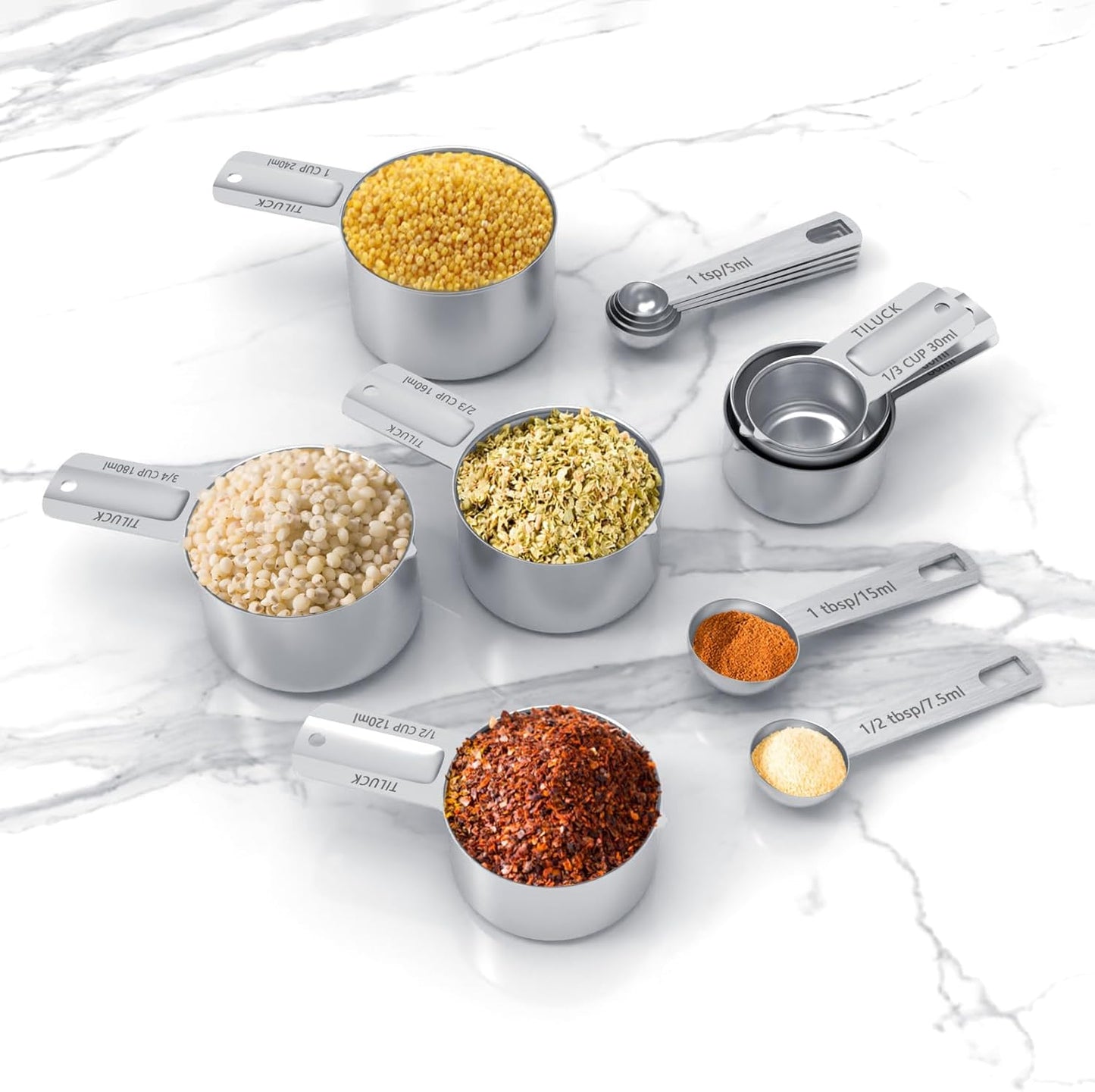 TILUCK Stainless Steel Measuring Spoons Set,Coffee Scoop Spoon,Kitchen Gadgets for Cooking &