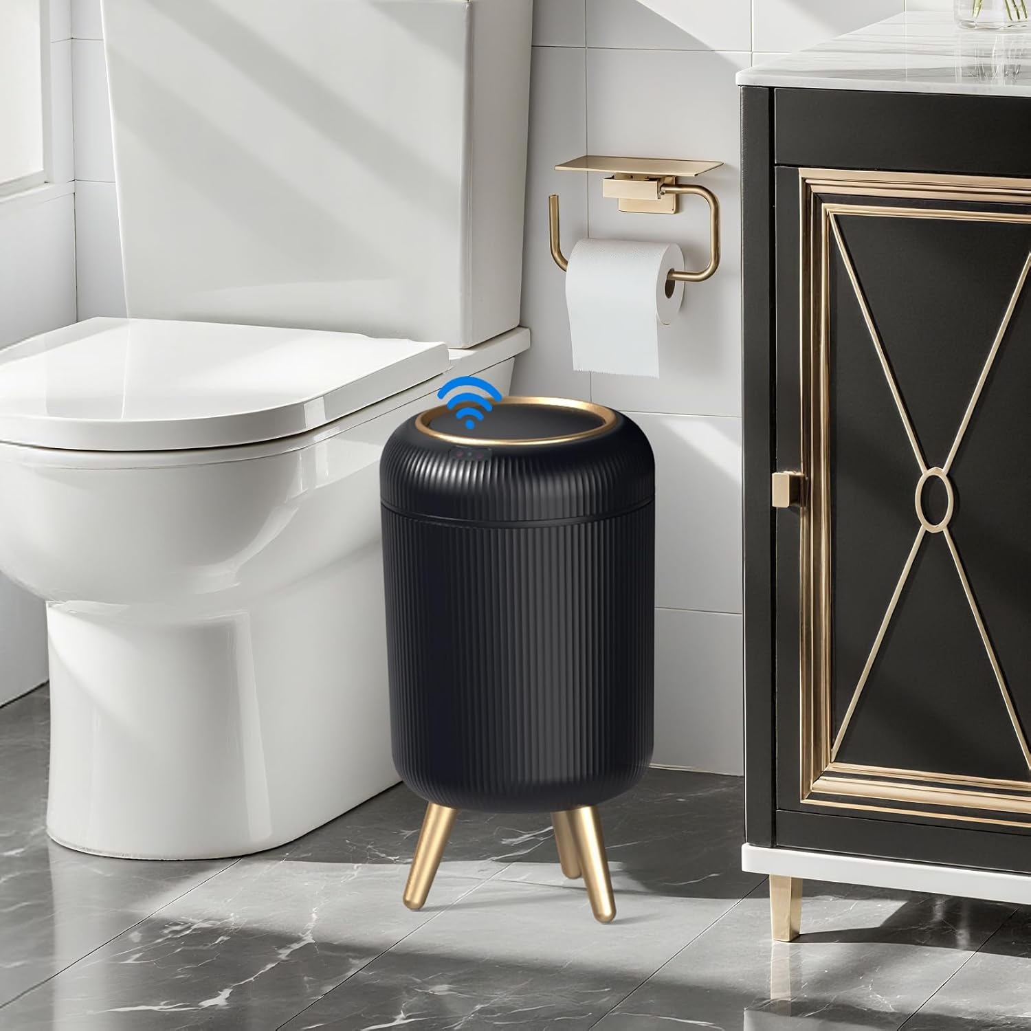 Bathroom Trash Can Automatic Touchless，3 Gallon Smart Motion Sensor Trash Bin with Lid，Plastic