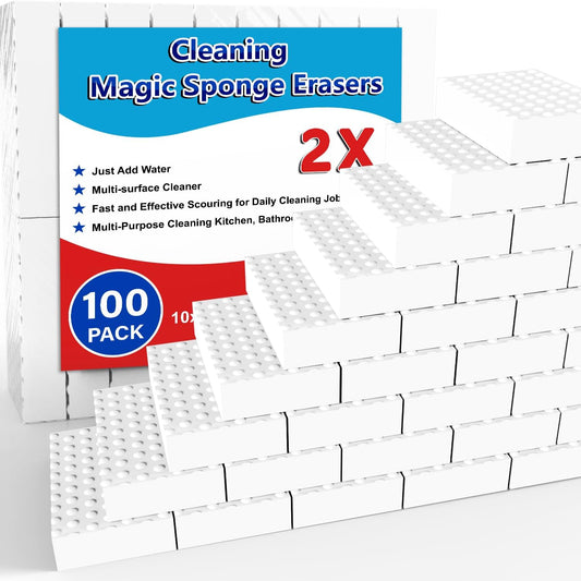 Magic Sponge Erasers, 100 Pack 2X Density Stronger Melamine Sponge Foam Pads, Multi-Functional