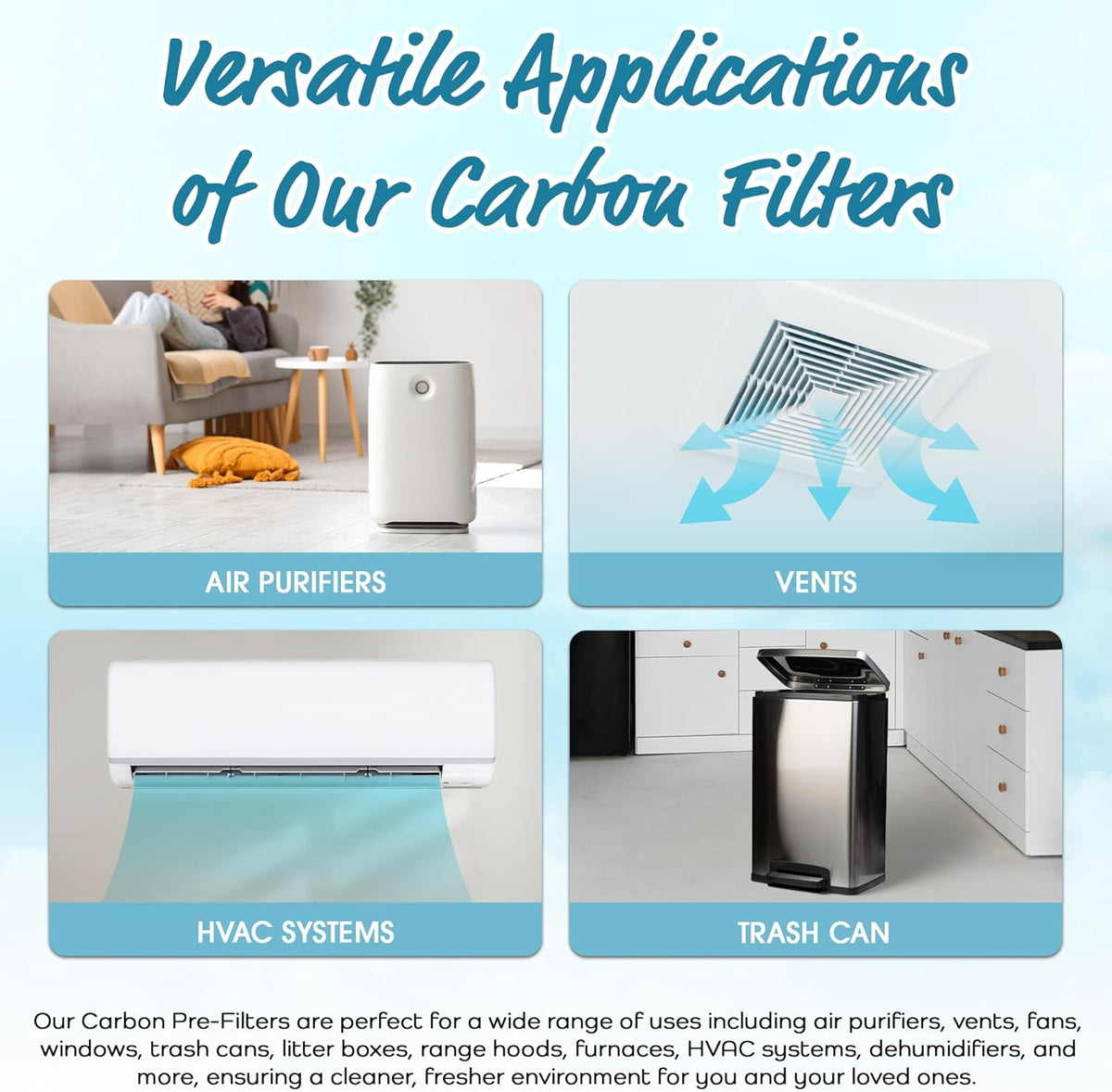 Breathe Naturally Universal Cut To Fit Carbon Activated Air Filter - Replacement Charcoal Filters