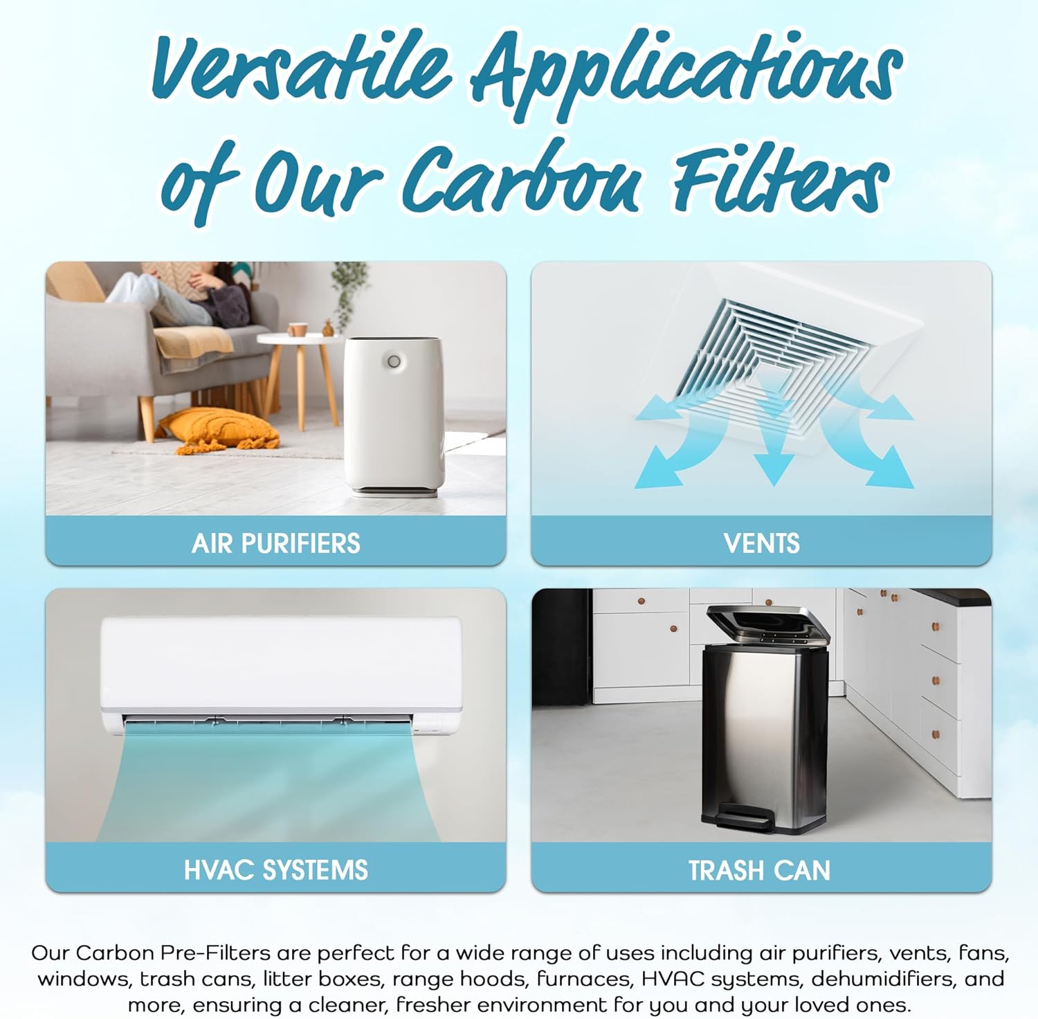 Breathe Naturally Universal Cut To Fit Carbon Activated Air Filter - Replacement Charcoal Filters