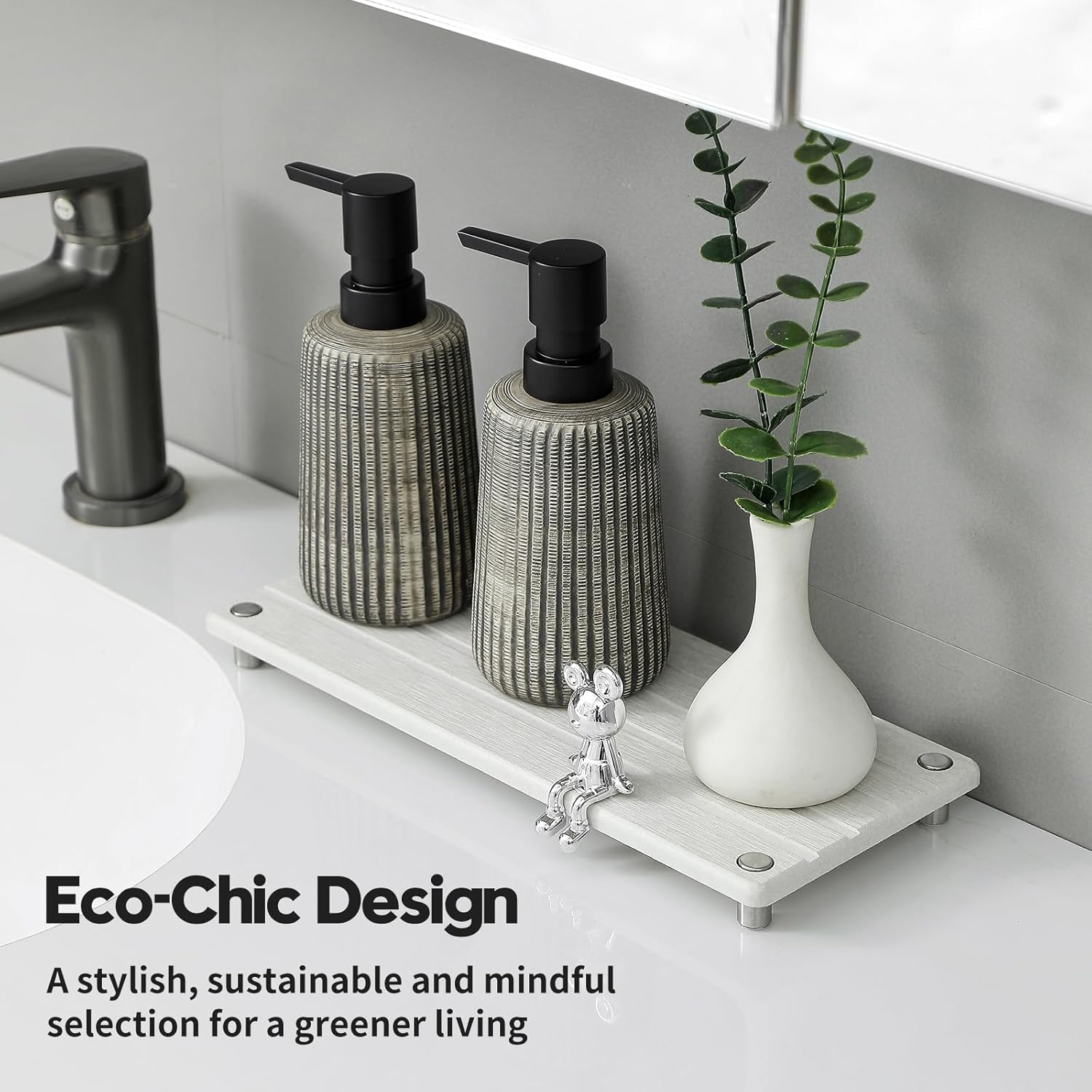 Instant Dry Sink Caddy Kitchen Sink Organizer, Quick Drying Stone Tray Diatomite Sponge Holder Soap