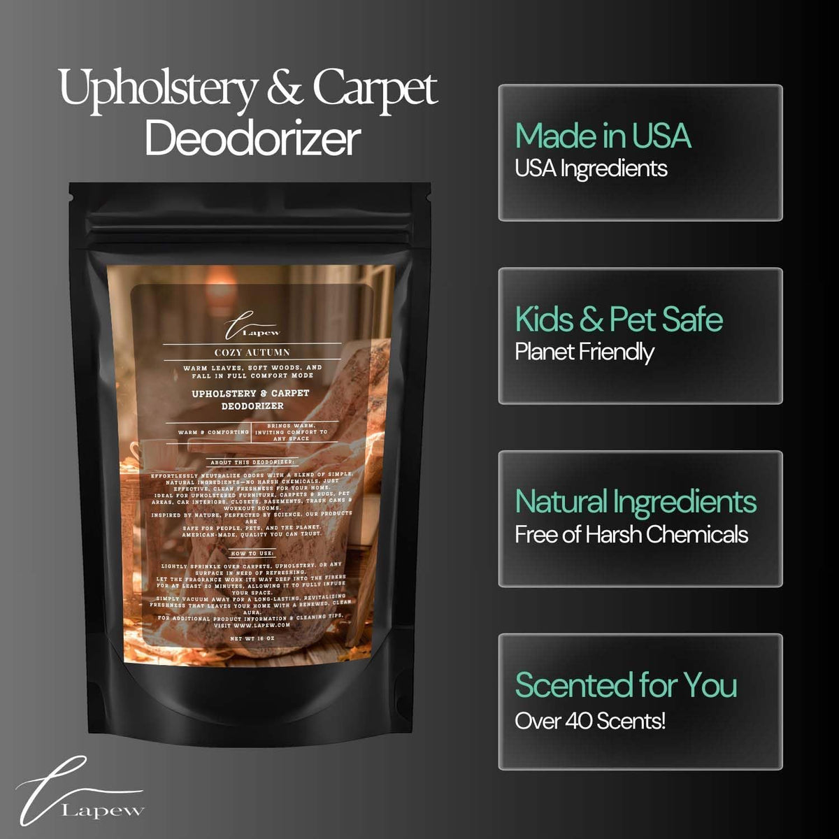 Cozy Autumn Carpet Freshener Powder: Powerful Odor Eliminator for Home, Upholstery Deodorizer