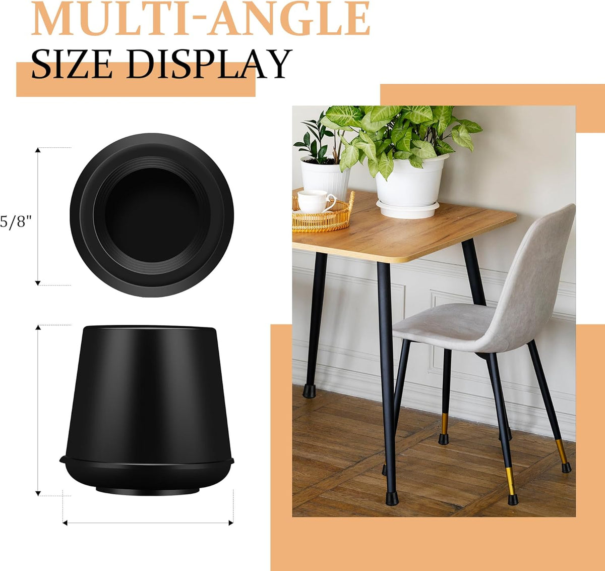5/8" Round Rubber Chair Leg Tips Caps, 16 Pack Small Chair Leg Floor Protectors Small Furniture