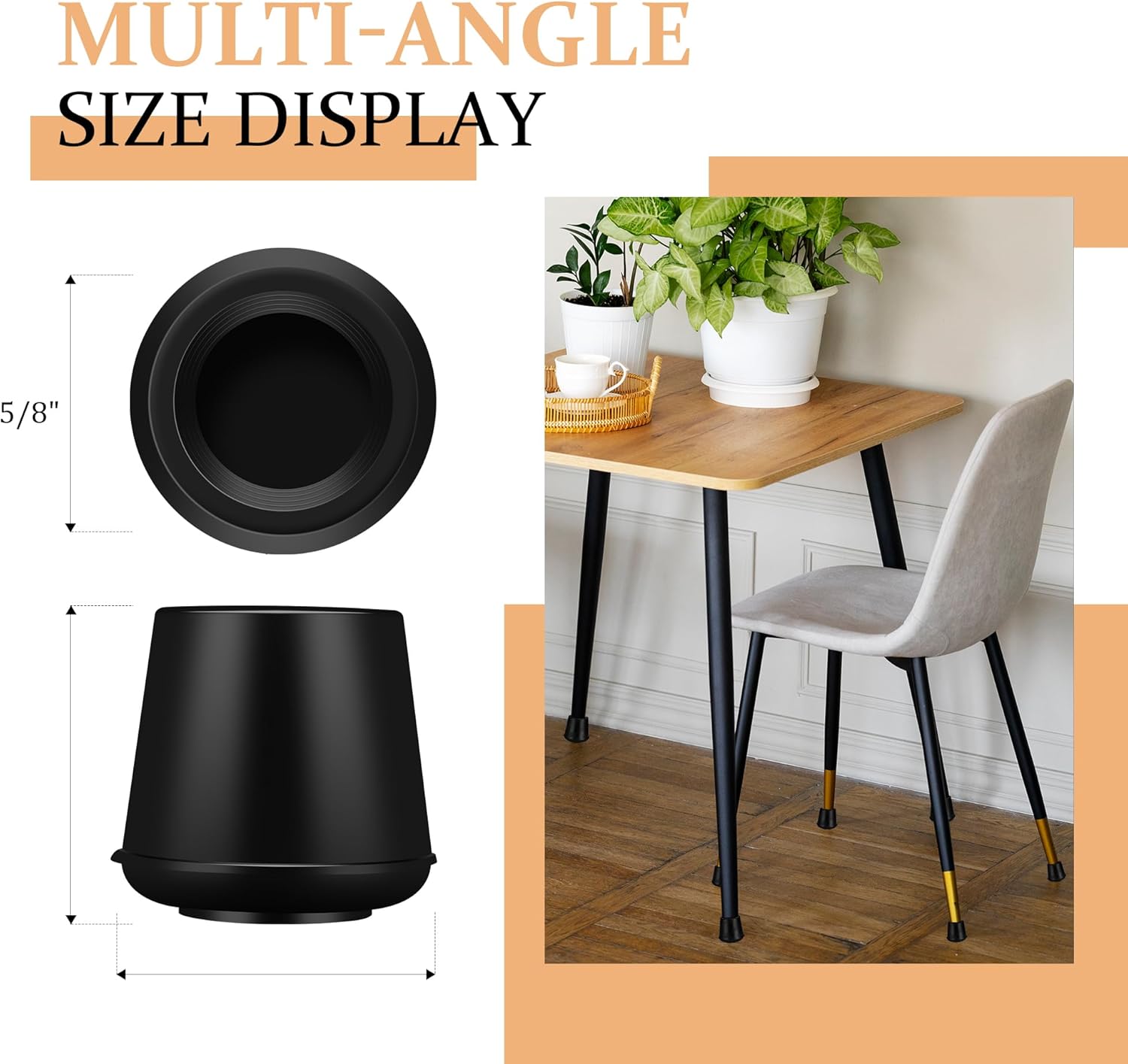 5/8" Round Rubber Chair Leg Tips Caps, 16 Pack Small Chair Leg Floor Protectors Small Furniture