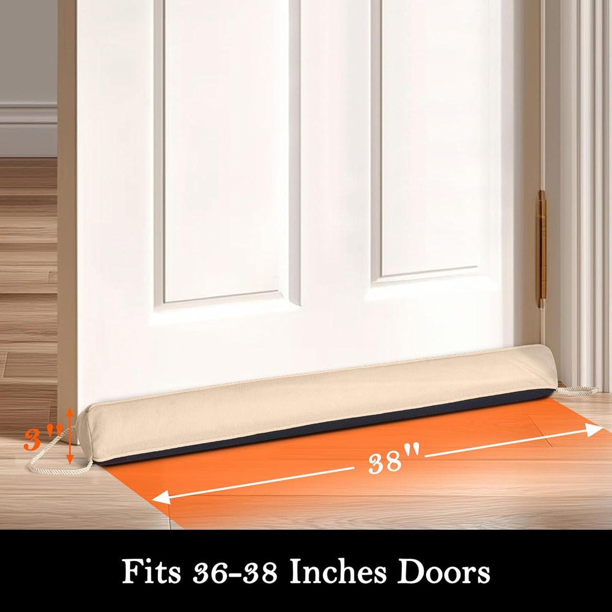 Sunolga 38" Door Draft Stopper Blocks Hot and Cold Air with Removable Washable Cover for Gaps Up to