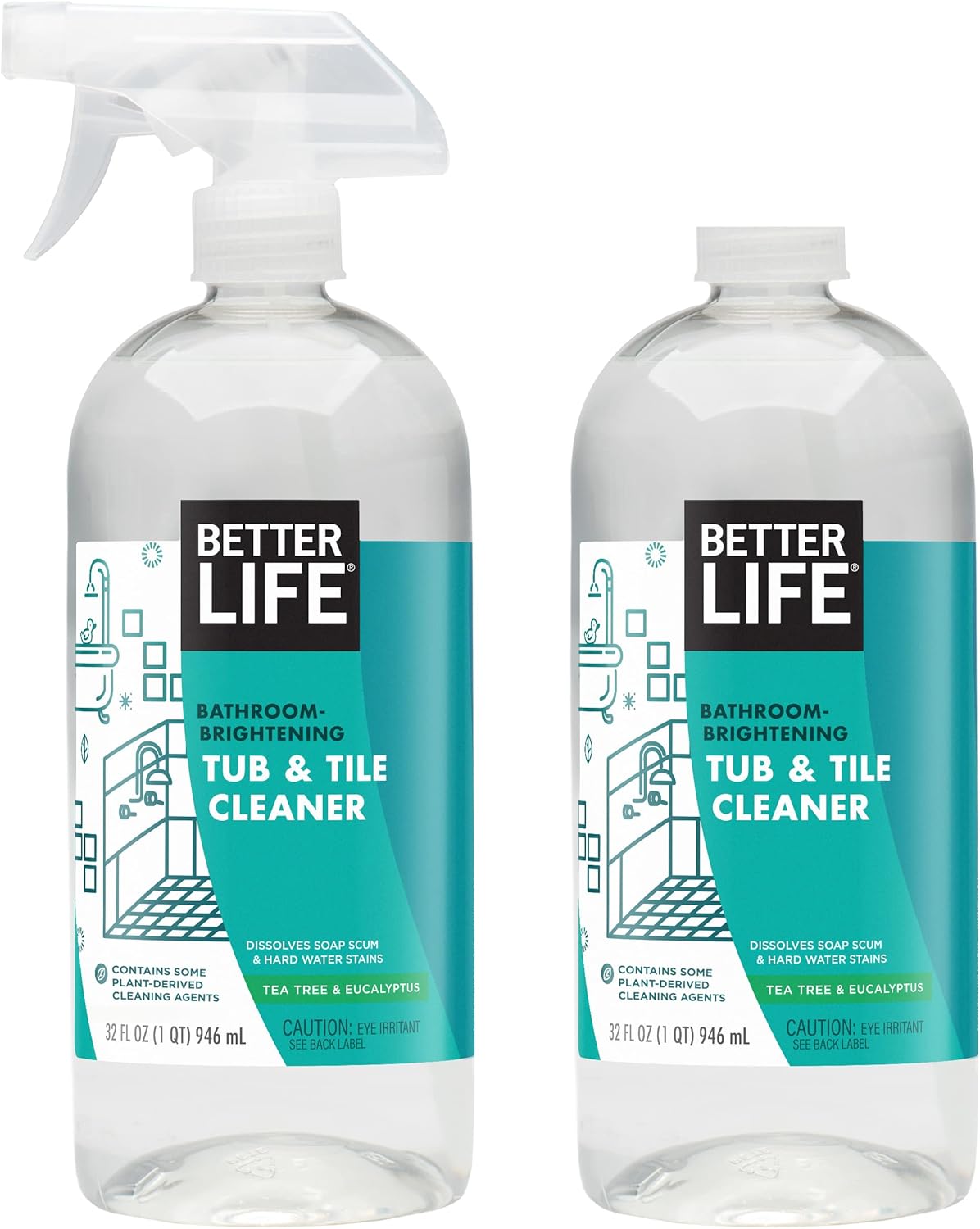 BETTER LIFE Bathroom Cleaner - Tea Tree Bathtub & Shower Cleaner Spray for Glass and Tile - Foaming