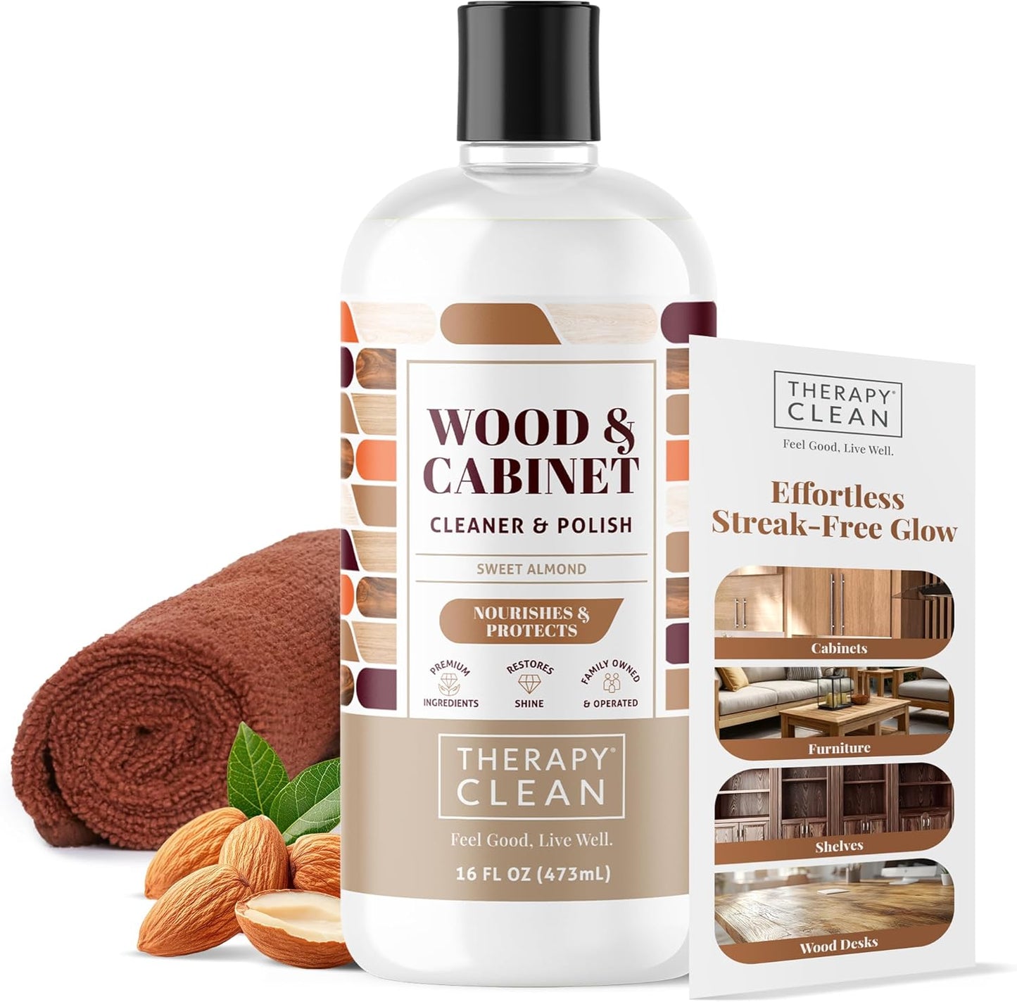 Therapy Wood Polish Bundle with Microfiber 16 oz. - Wood Furniture Polish, Best Furniture Cleaner