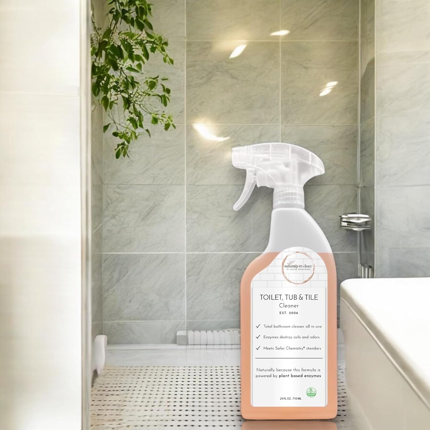 naturally it's clean Bathroom Cleaner | Toilet, Tub, Tile, Shower & Sink | Plant-Based Enzymes |