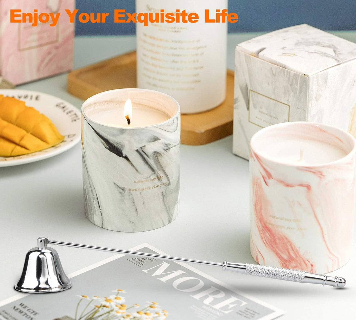 GOSGOONE Candle Snuffer, Elegant Candle Extinguisher with Long Handle, Hinged Candlesnuffers Wick