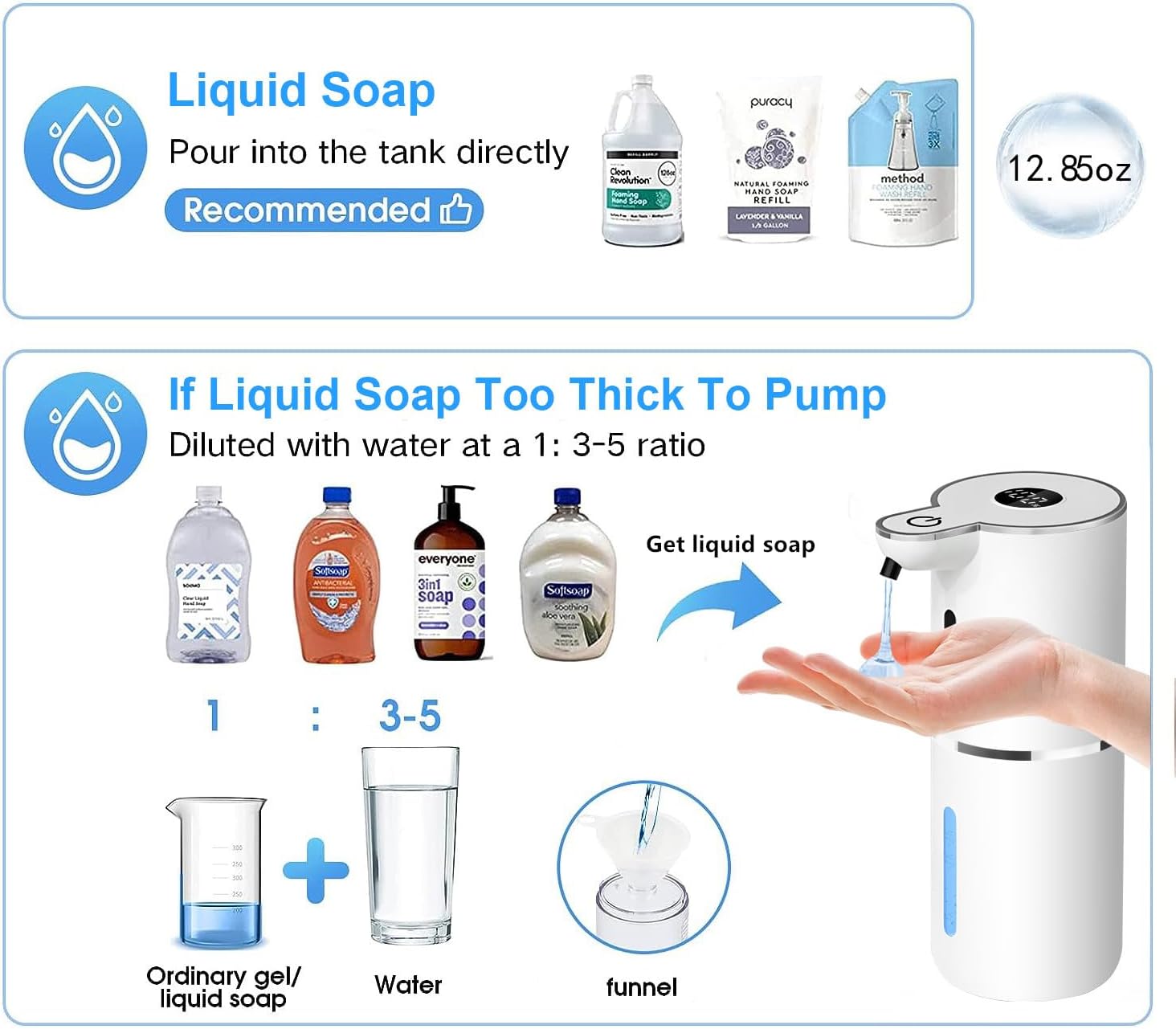 Automatic Liquid Soap Dispenser,6 Level Adjustable Liquid, Wall Mount Soap Dispenser,USB