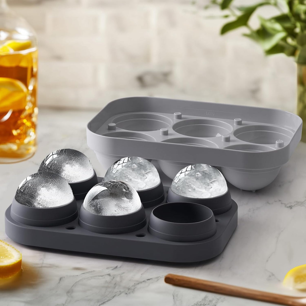 2.5inch Spherical Ice Ball Tray For Whiskey, Big Ice Freezer Mold for Cocktails，Easy Fill In &