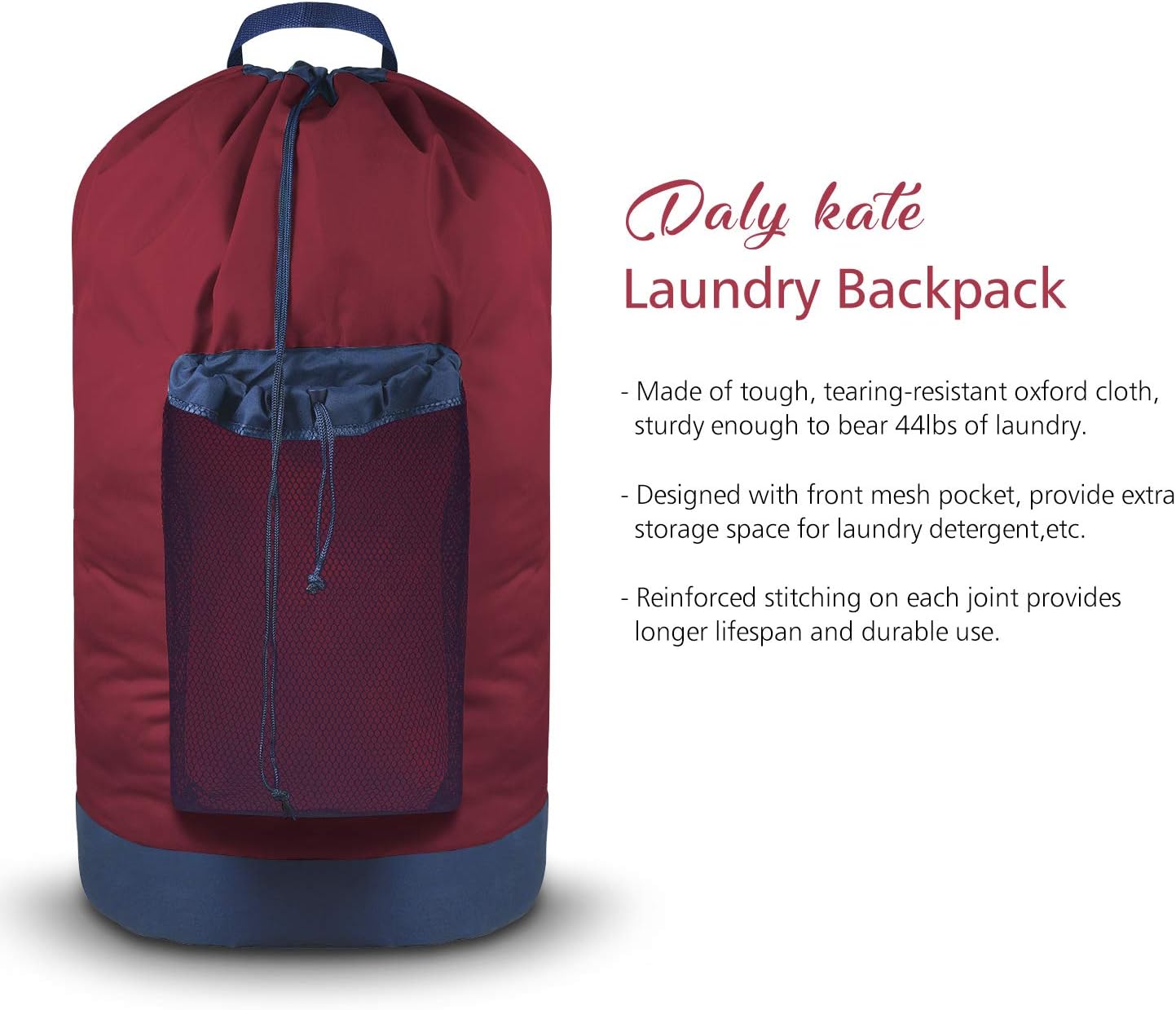Dalykate Backpack Laundry Bag, Laundry Backpack with Shoulder Straps and Mesh Pocket Durable Nylon