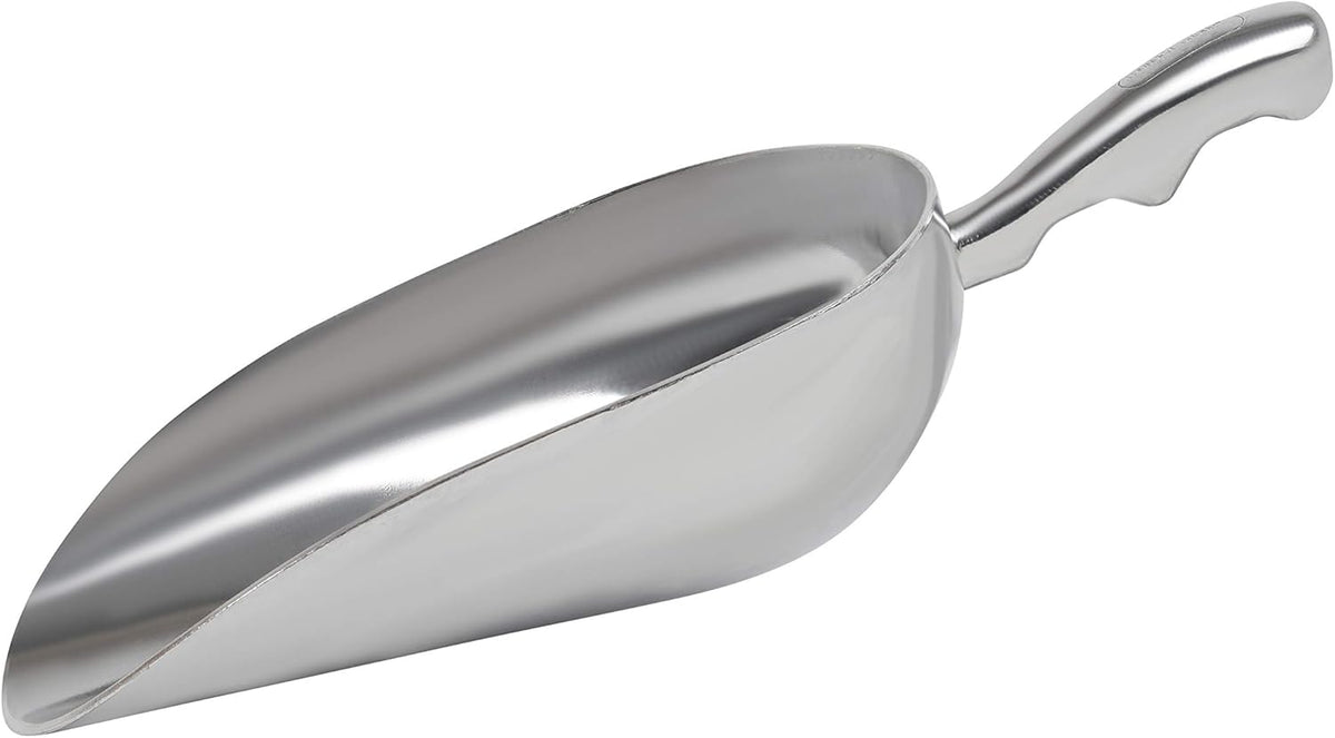 Cast Aluminum Utility Scoop - 24 oz. - Round Bottom, ice scoop For Multi-Purpose Use, With Finger