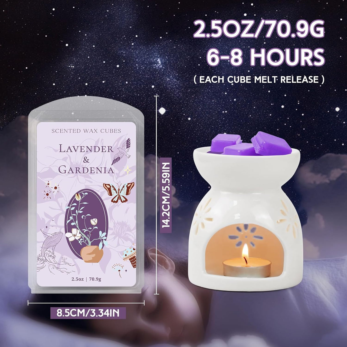 SCENTORINI Wax Melts, Wax Cubes Strong Scent, Long Lasting Lavender Scented for Sleep, Wax Melts