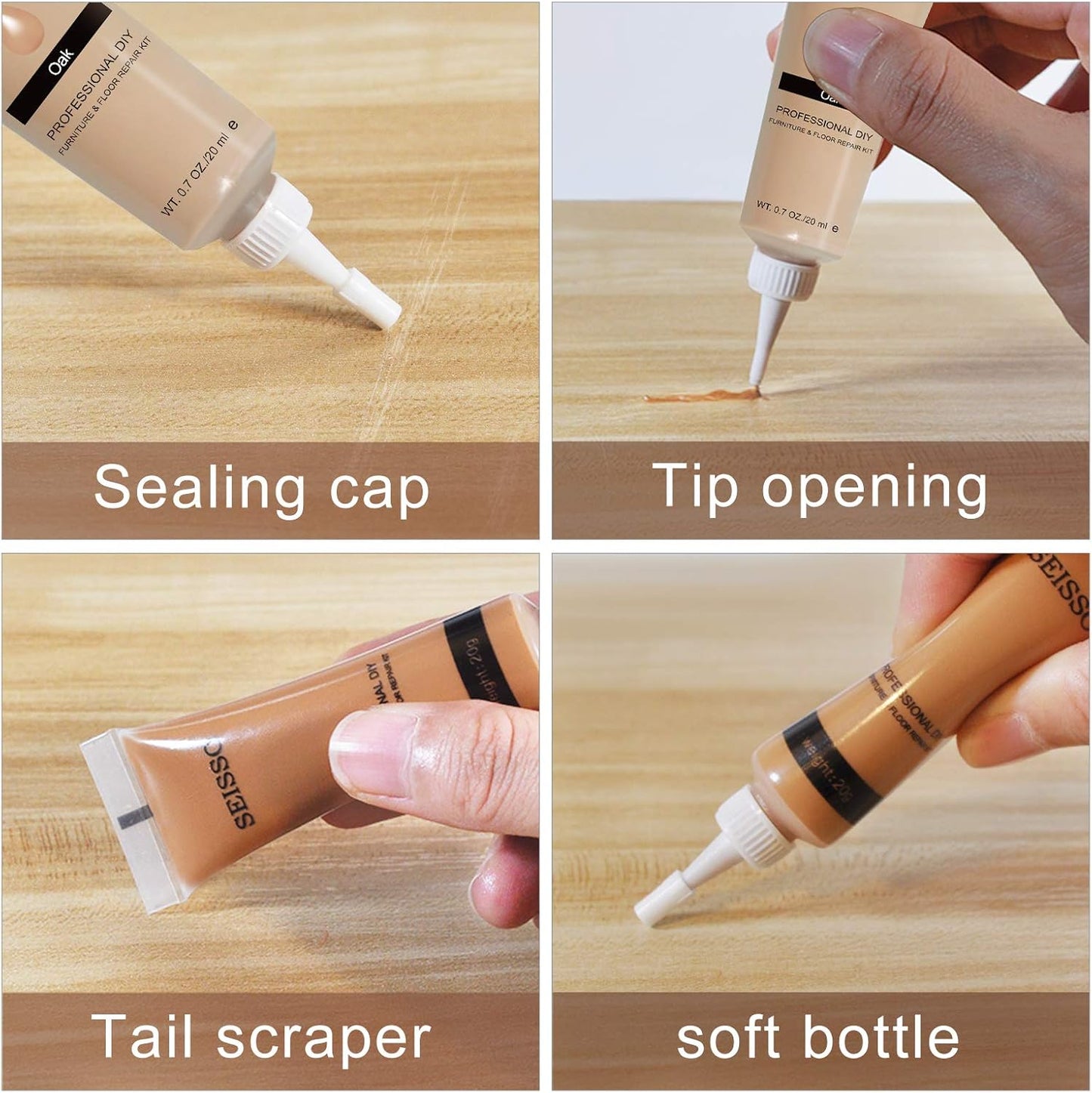 SEISSO Furniture Repair Kit 50 Pcs, 24 Colors Wood Fillers, Wood Paint, Wood Repair Kit, Wood Touch