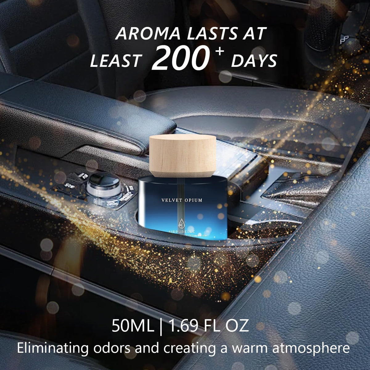 Car Air Freshener for Men & Women – Long-Lasting Amber Vanilla Essential Oil Diffuser for Car Cup
