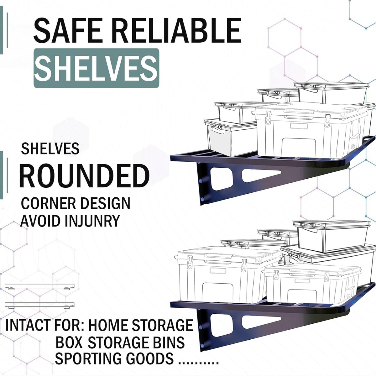 2-Pack 2x4ft Garage Wall Shelving, 2 Shelf Total 8 ft(L) Garage Wall Storage, Heavy-Duty Storage