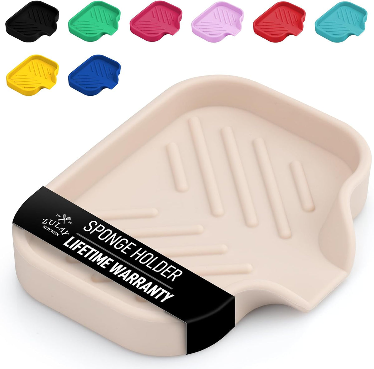 Zulay Kitchen Small Silicone Sponge Holder (4.9x3.3”) – Space-Saving Sink Organizer Tray for
