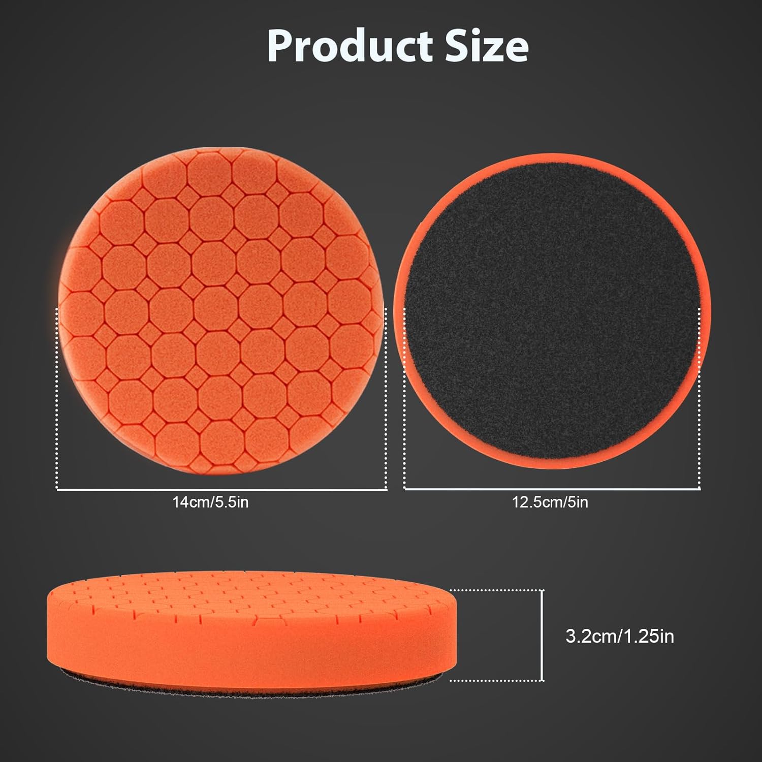 Buffing Polishing Pads, 5Pack 5.5 Inch Face for 5 Inch Backing Plate Compound Buffing Sponge Pads
