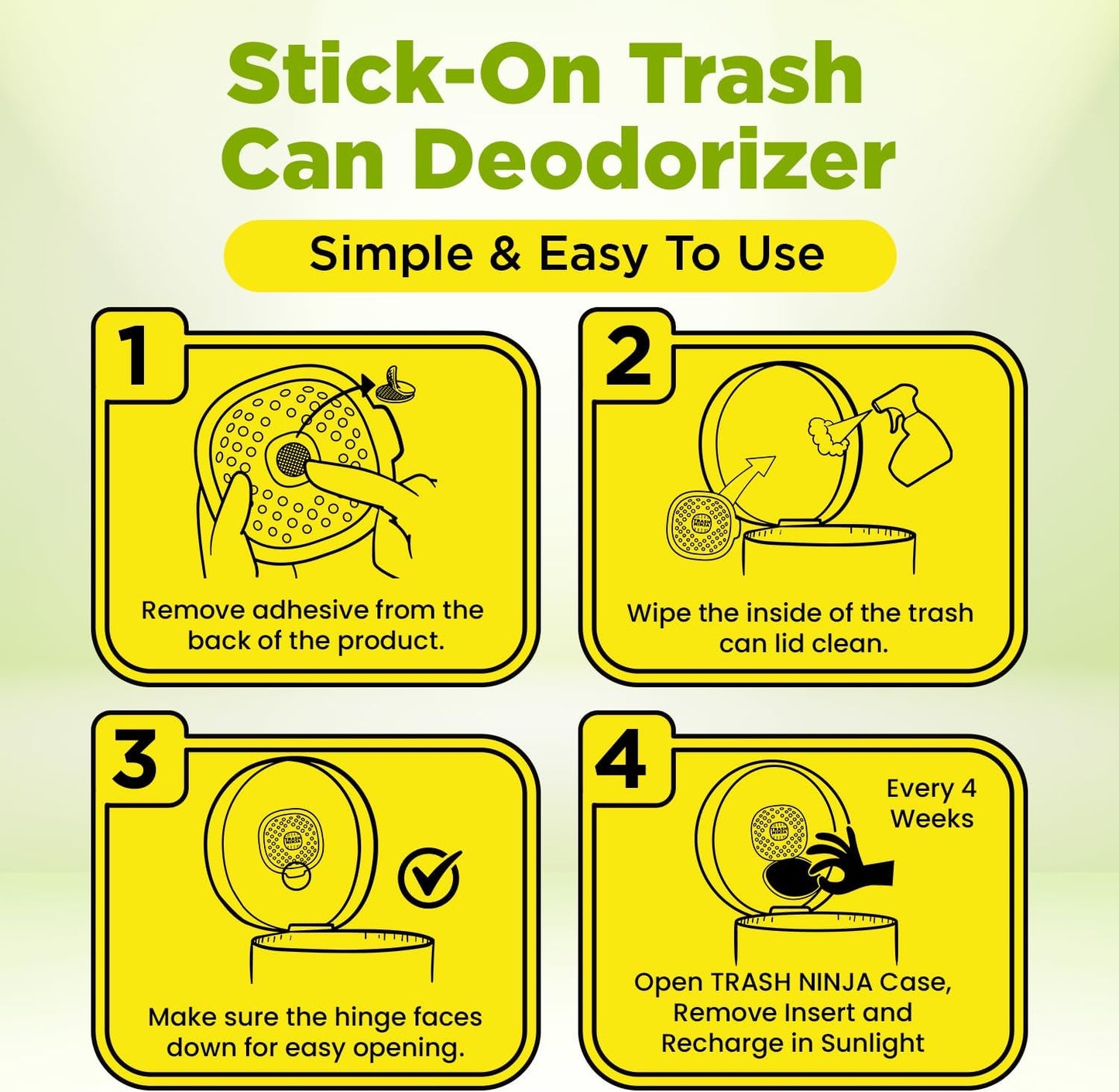 Trash Ninja Trash Odor Eliminator – Long-Lasting Citrus Scent Deodorizer with Activated Charcoal