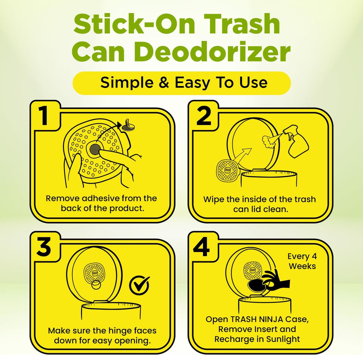 Trash Ninja Trash Odor Eliminator – Long-Lasting Citrus Scent Deodorizer with Activated Charcoal