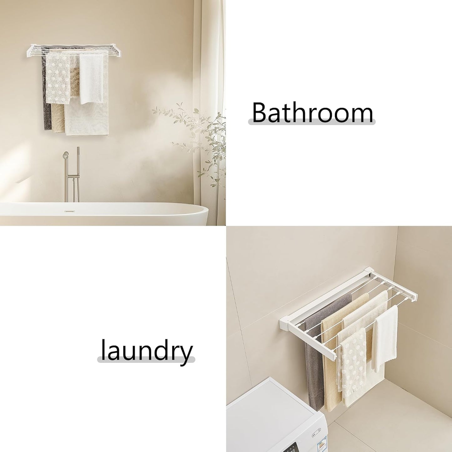 JOOM Laundry Drying Rack Collapsible, Wall Mounted Drying Rack, Clothes Drying Rack, Retractable