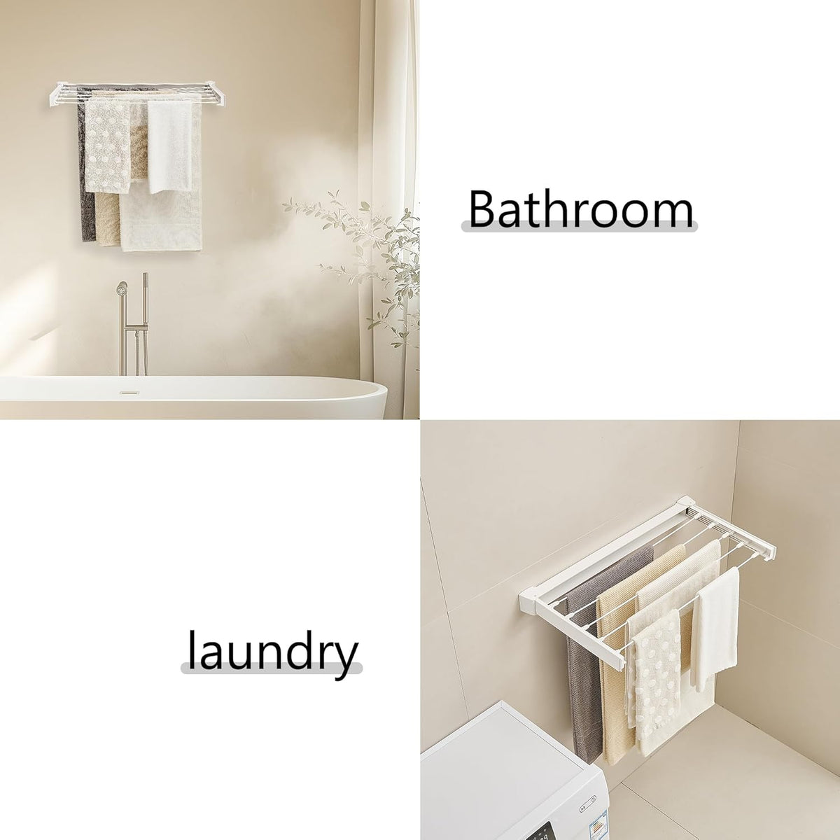 JOOM Laundry Drying Rack Collapsible, Wall Mounted Drying Rack, Clothes Drying Rack, Retractable