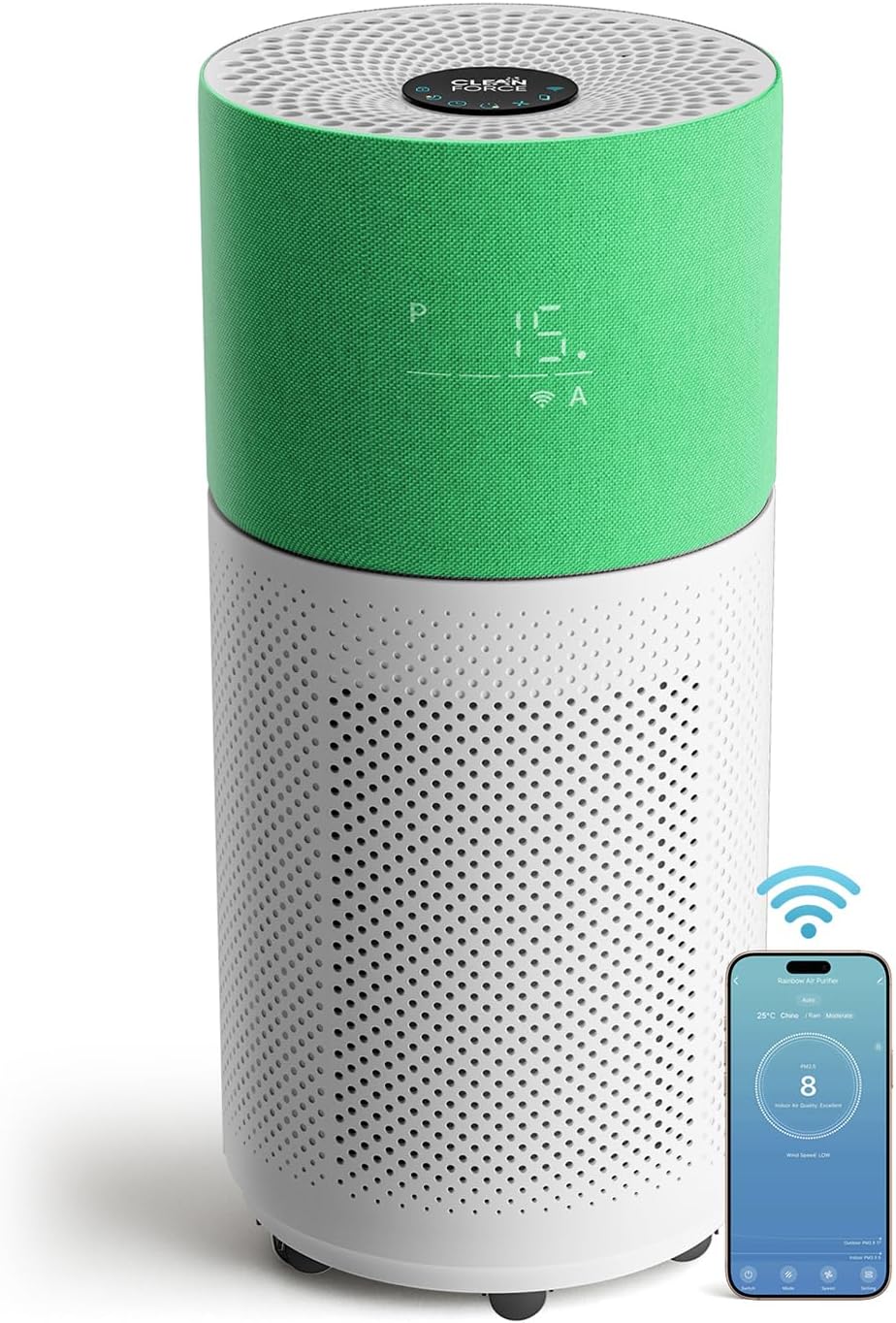 CleanForce Rainbow H13 True HEPA Air Purifier for Home Large Room, Bedroom, up to 2550sqft, Smart