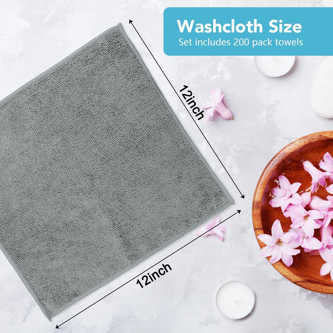 Orighty Wash Cloths Bulk Towels Set 200 Pack, Highly Absorbent and Soft Feel Microfiber Face