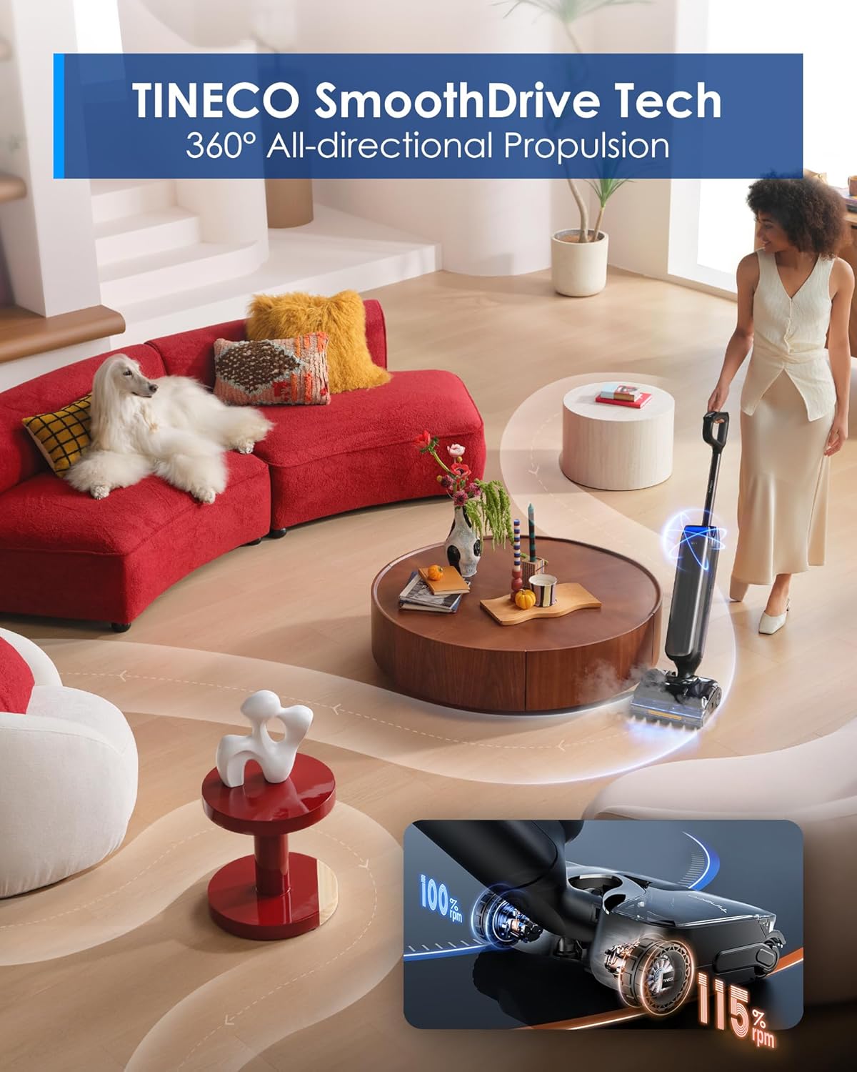 Tineco Floor One S9 Artist Steam Wet Dry Vacuum Cleaner, High-temp Steam Cleaning, 22kPa Suction