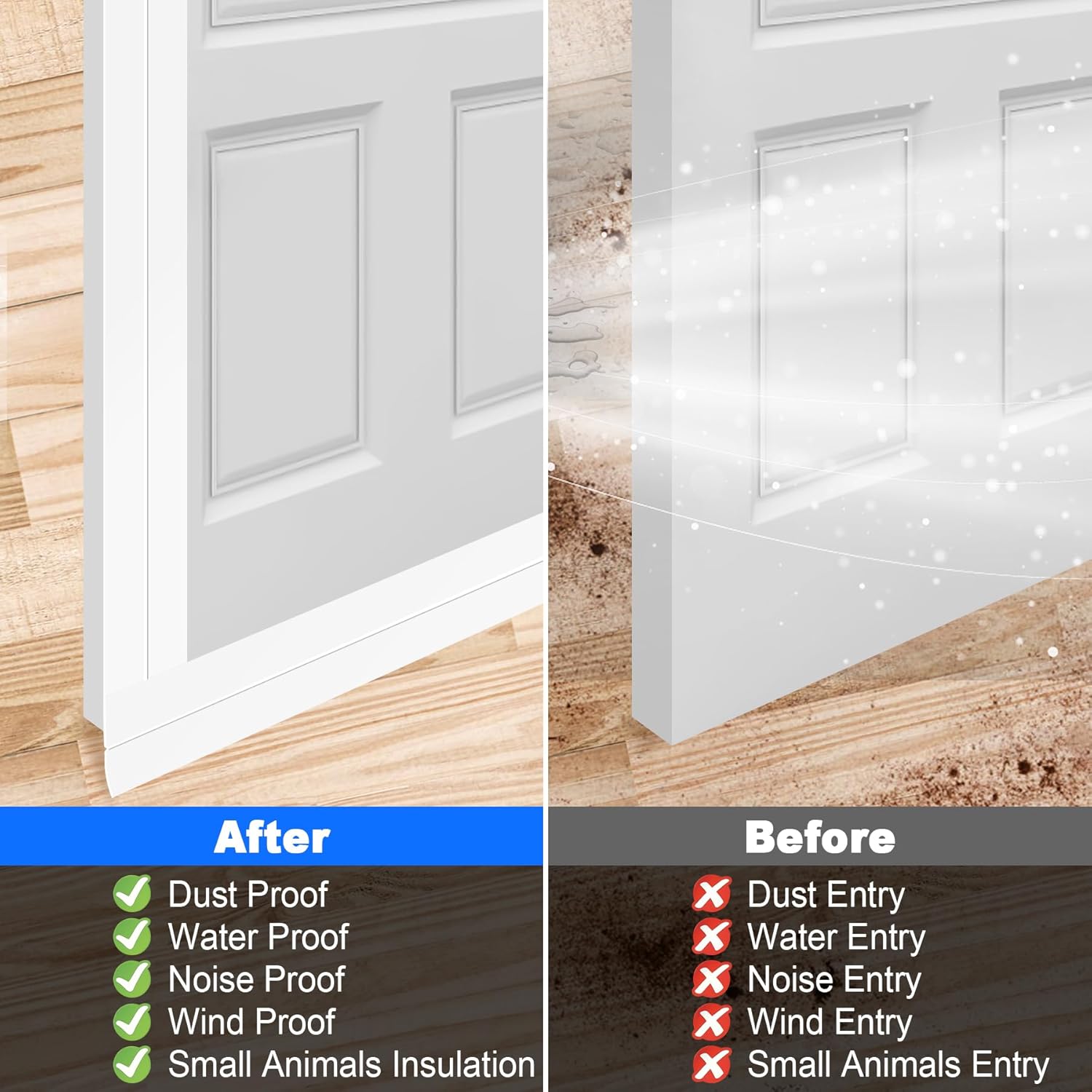 ToLanbbt Weather Stripping Silicone Door Seal Strip 2 in x 20 ft Door Draft Stopper Self Adhesive