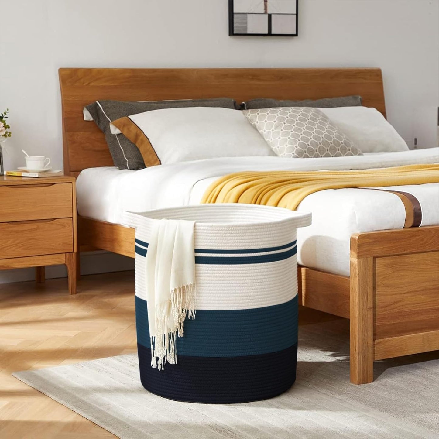 OIAHOMY 80L Laundry Baskets Hamper with Handles,Decorative Basket for Living room,Woven Storage