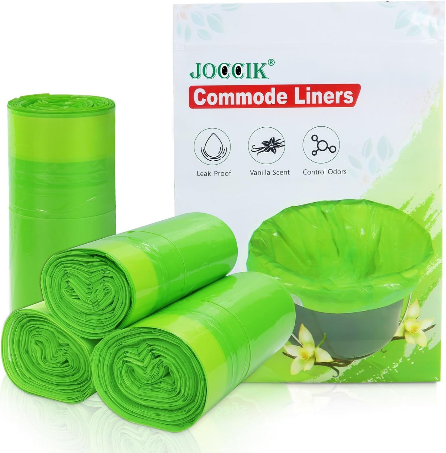Commode Liners for Bedside Commode Vanilla Scented 100pcs Disposable Bags Universal Fit Most