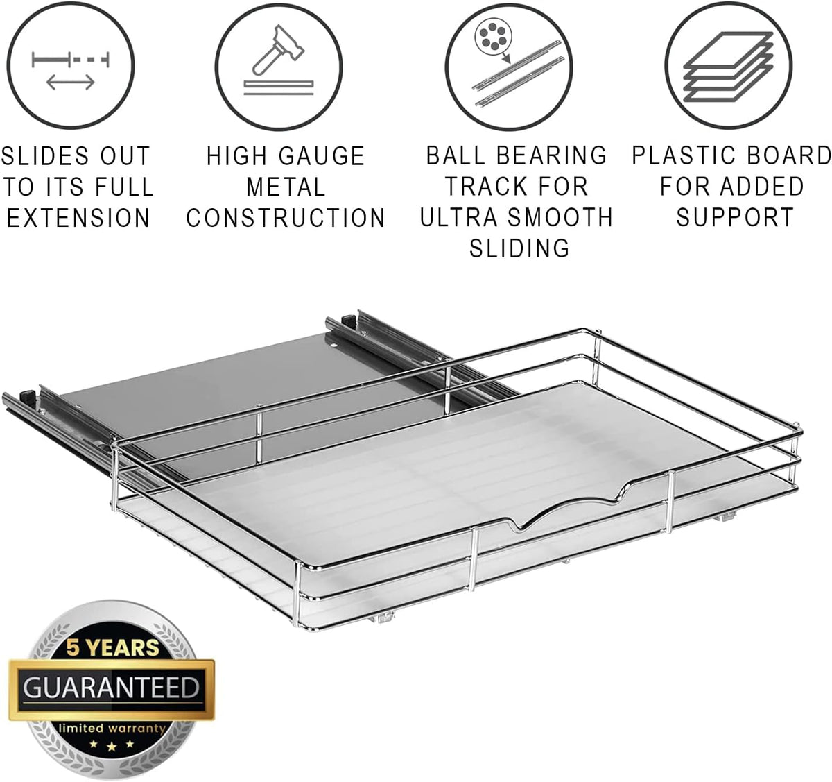 Pull Out Cabinet Organizer for Spices, Cans - Heavy Duty with Lifetime Limited Warranty- Pull Out