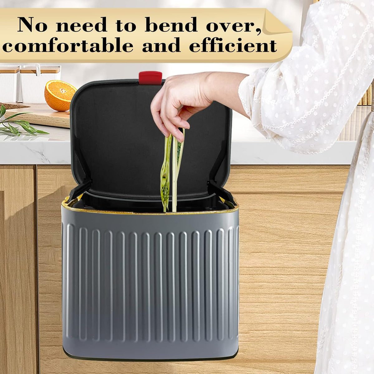 GloDeals Compost Bin, Detachable and Countertop Bin, 4 Liter / 1.06 Gallon, Stainless Steel Small