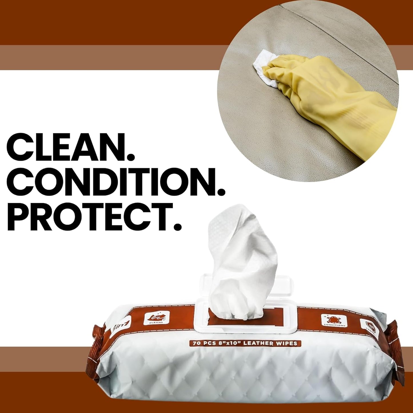 Venture Wipes Leather Cleaner Wipes - Clean, Condition, & Protect - Cleansing Wipes for Interior