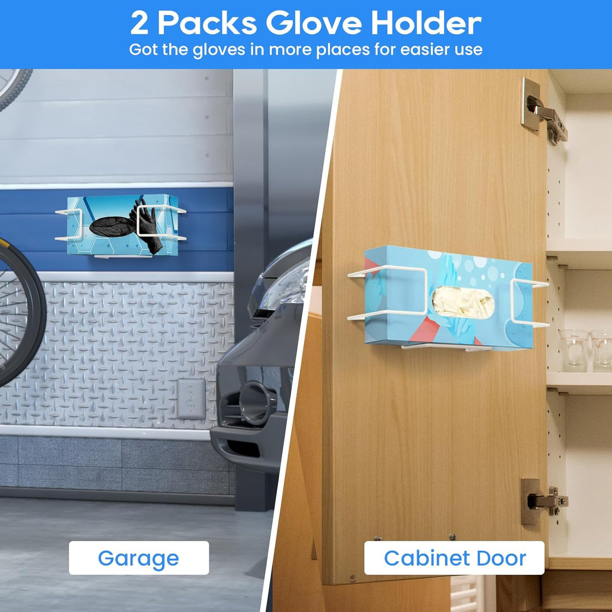THYGIFTREE Glove Box Holder Wall Mount Dispenser, 2 Pack Metal Rack for Rubber Latex Disposable