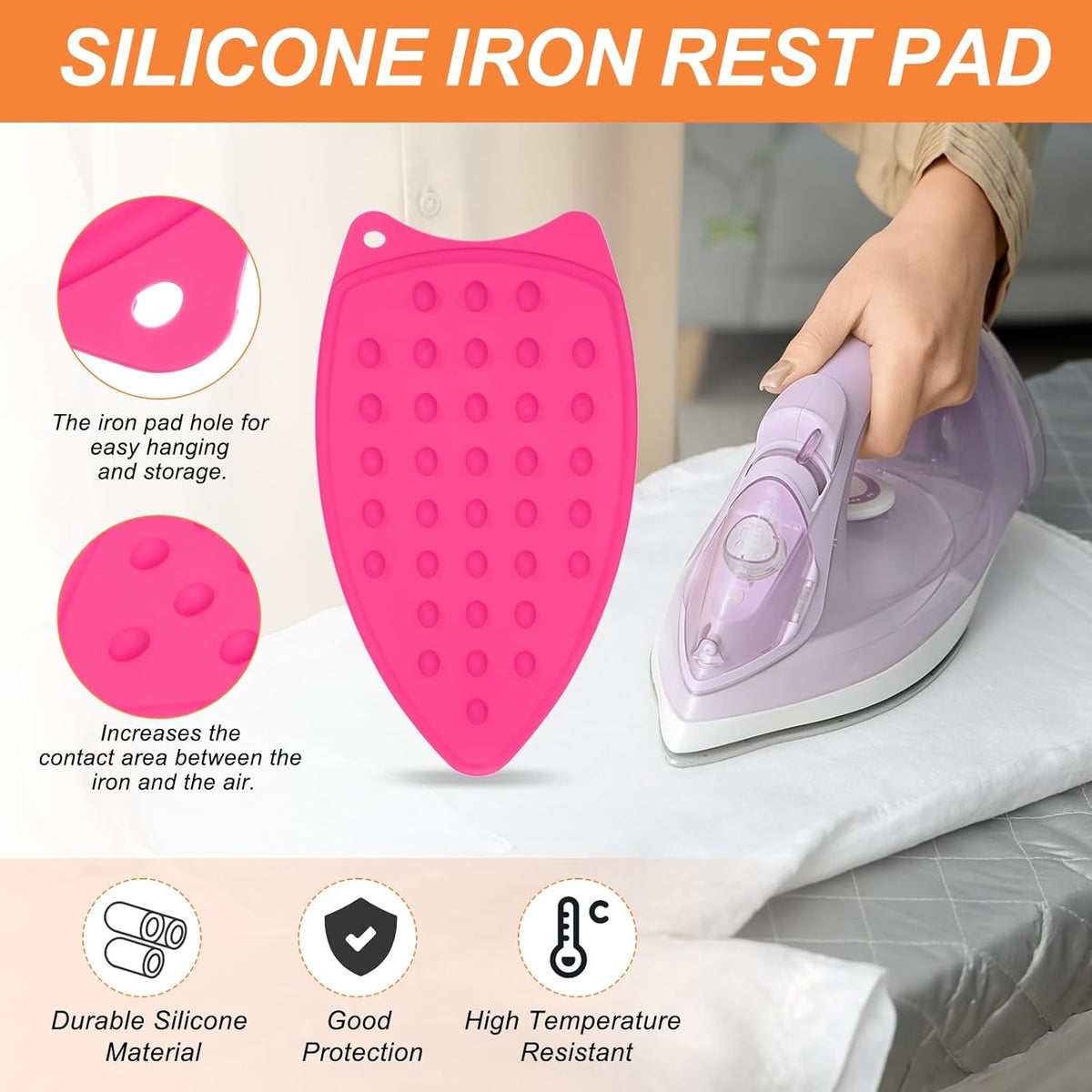 PATIKIL Silicone Iron Rest Pad, Multipurpose Hot Heat Resistant Iron Rest Plate Protective Pad for