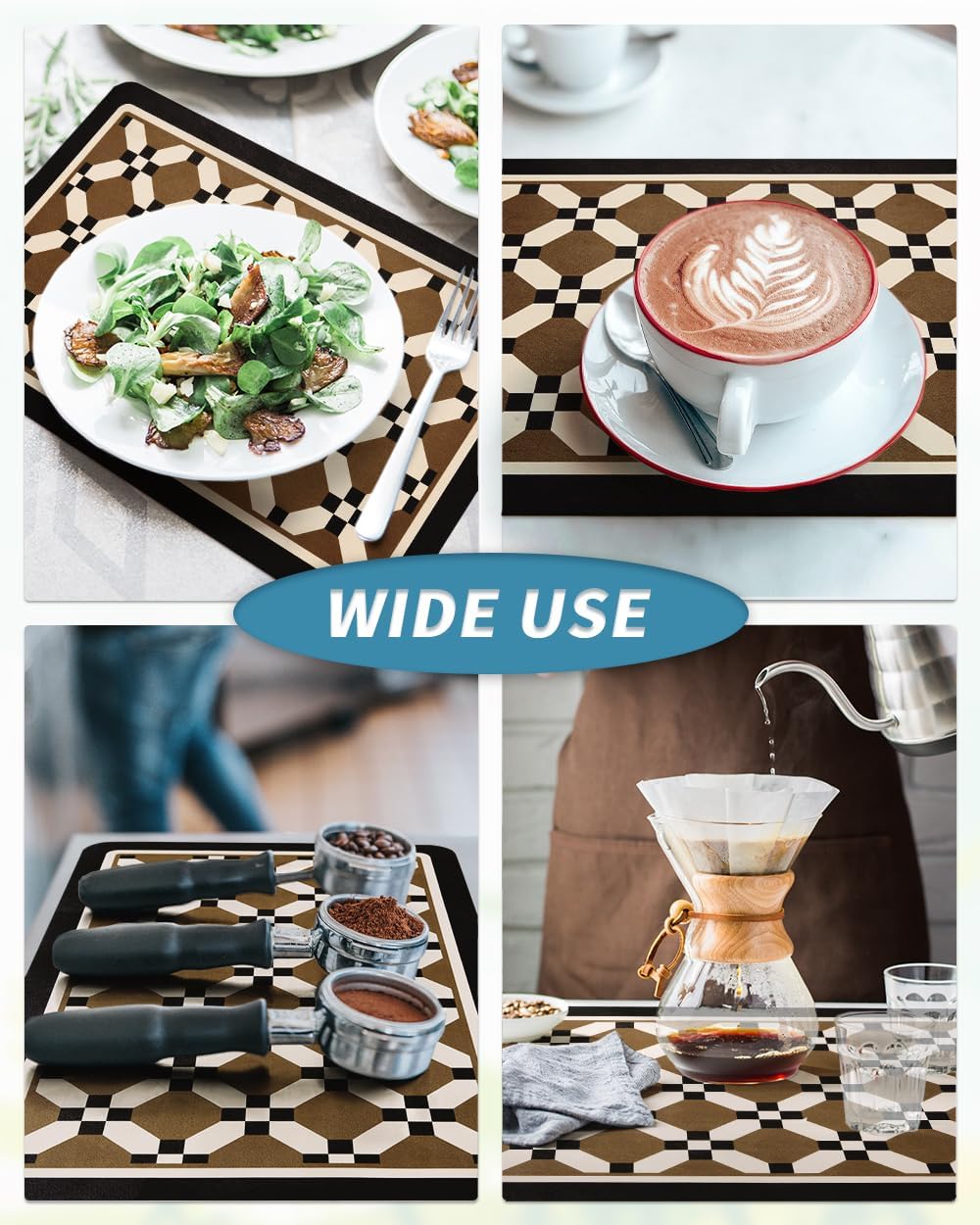 AMOAMI Coffee Mat Hide Stain Rubber Backed Absorbent Dish Drying Mat for Kitchen Counter - Fits