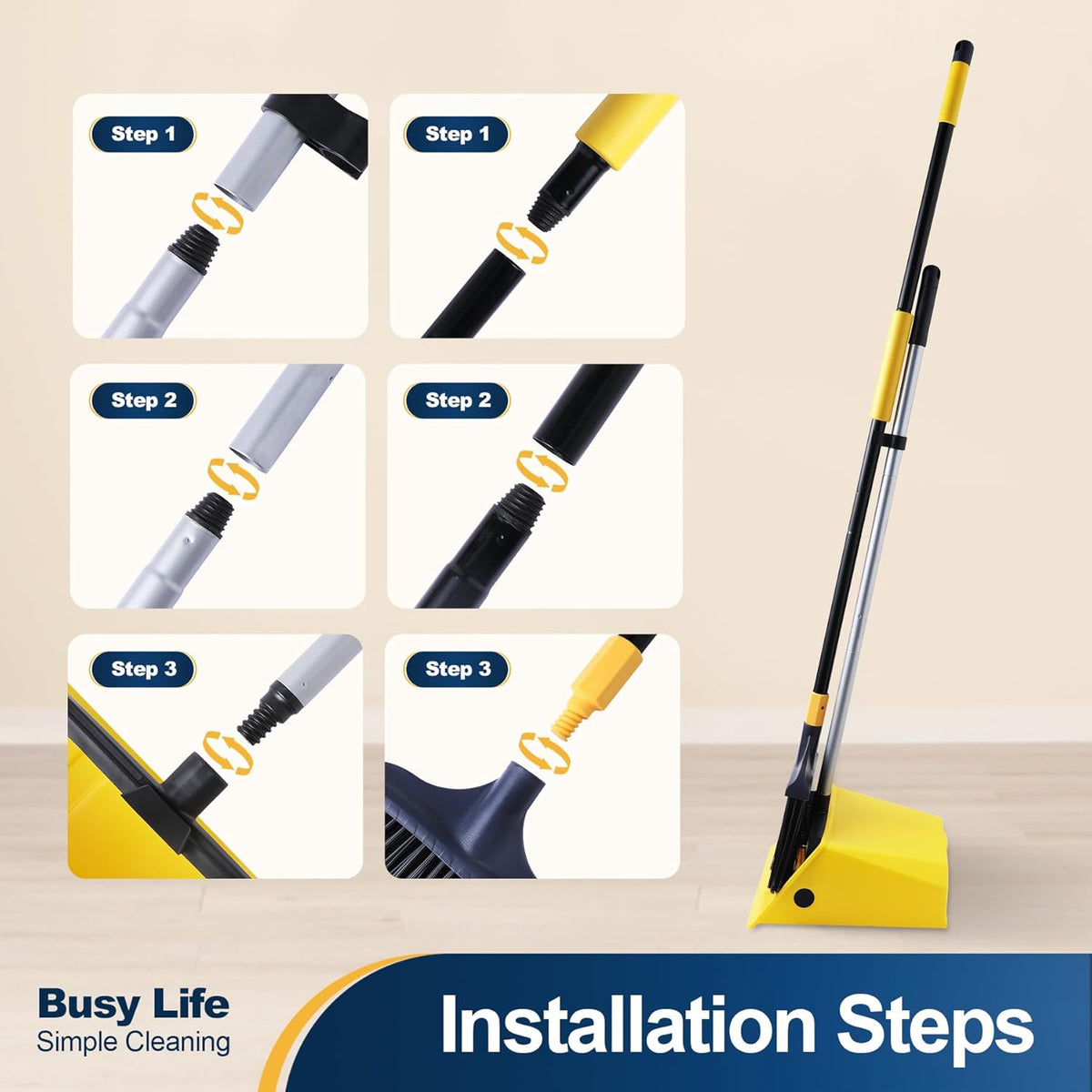 Yocada Commercial Broom and Dustpan Set with Comb Commercial Outdoor Indoor for Courtyard Garage