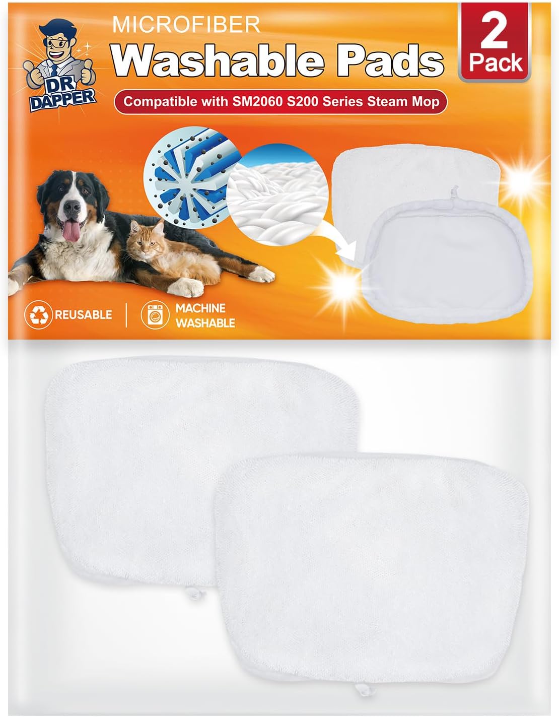 DR DAPPER 2 Pack SMP01 Steam Mop Replacement Pads Compatible with Kenmore SM2060 S200 Series